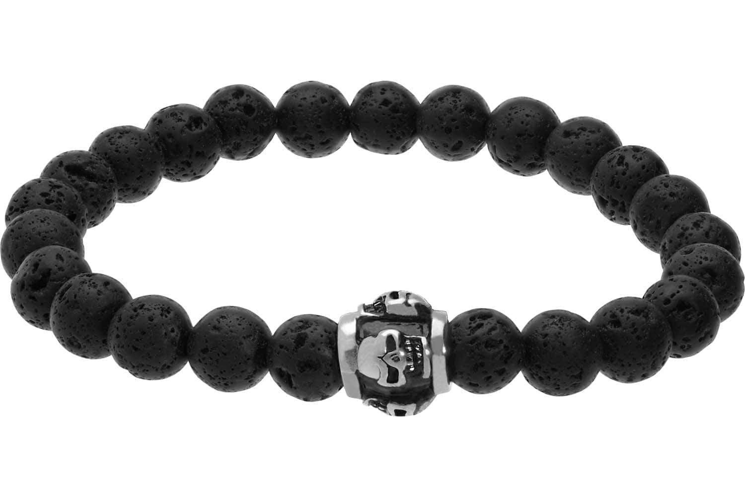 Armband Lavastein Kugelarmband TOTENKÖPFE