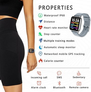 SUPBRO Smartwatch (1,69 Zoll, Android iOS), Fitness Tracker IP68 Wasserdicht mit Pulsmesser Schlafmonitor Sportuhr