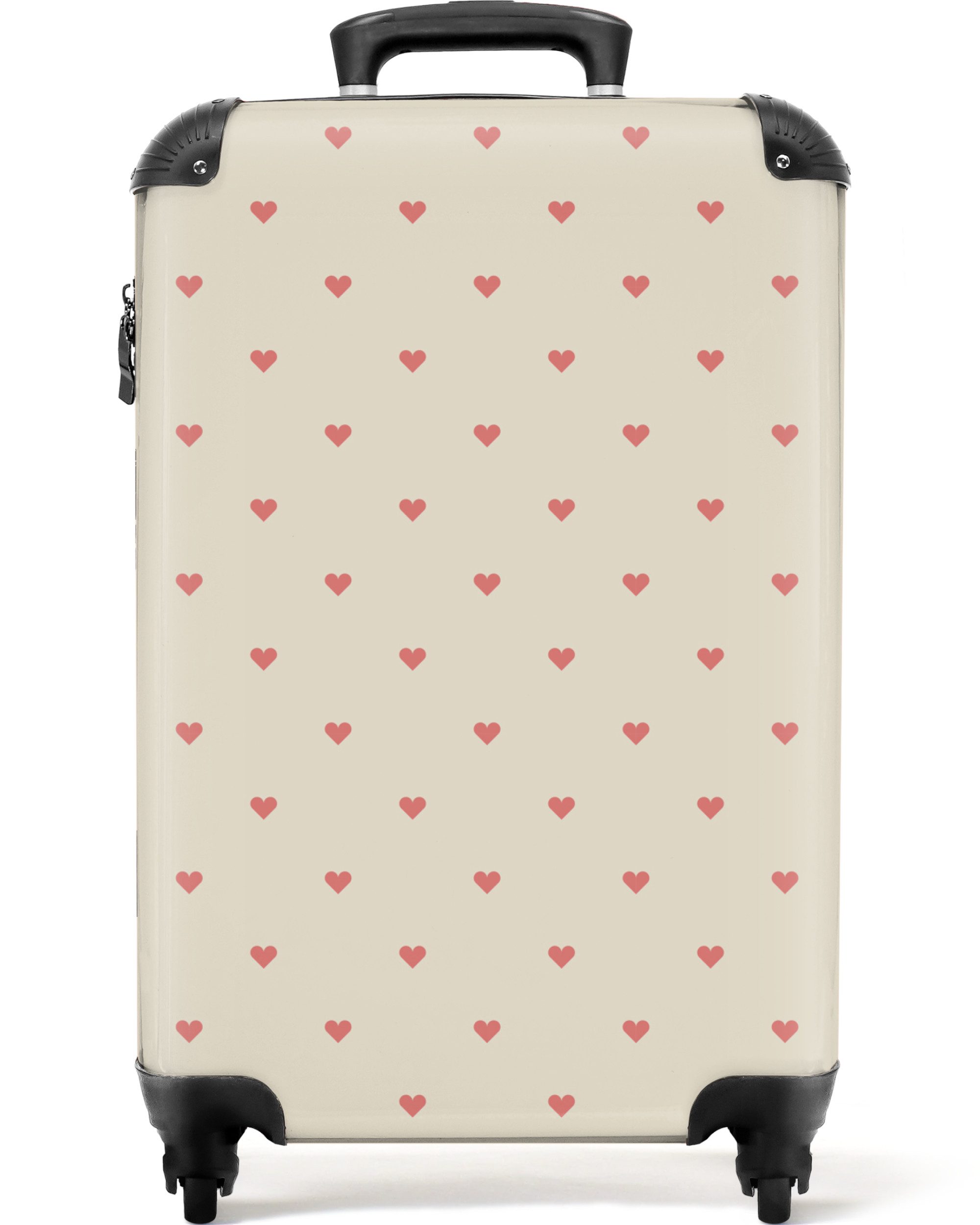 NoBoringSuitcases.com© Kinderkoffer Rosa - Herzen - Muster 55x35x20cm, Reisetasche mit Rollen, Koffer Handgepäck Flugzeug