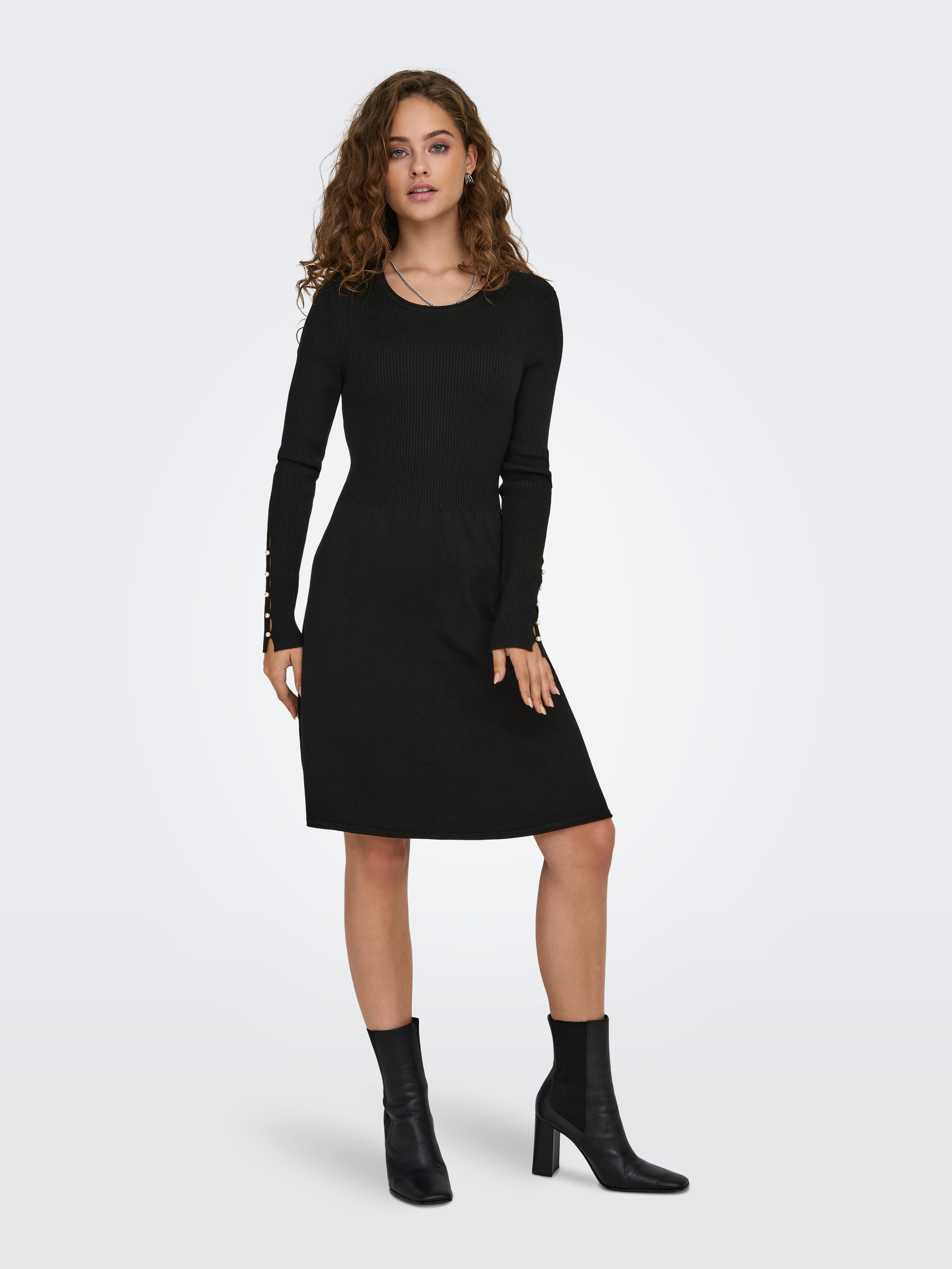 ONLY Midikleid ONLNATASCHA LS PEARL O-NECK DRESS CC KNT Sommerkleid