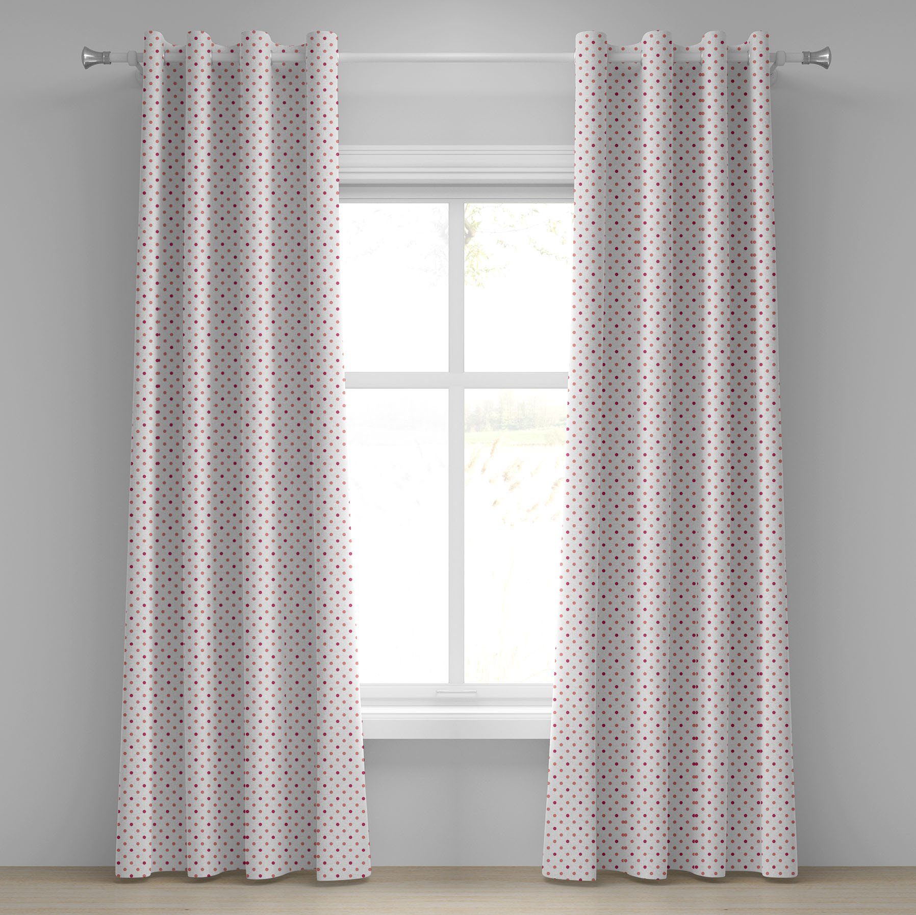 Gardine Dekorative 2-Panel-Fenstervorhänge für Schlafzimmer Wohnzimmer, Abakuhaus, Koralle Classical Soft-Tupfen