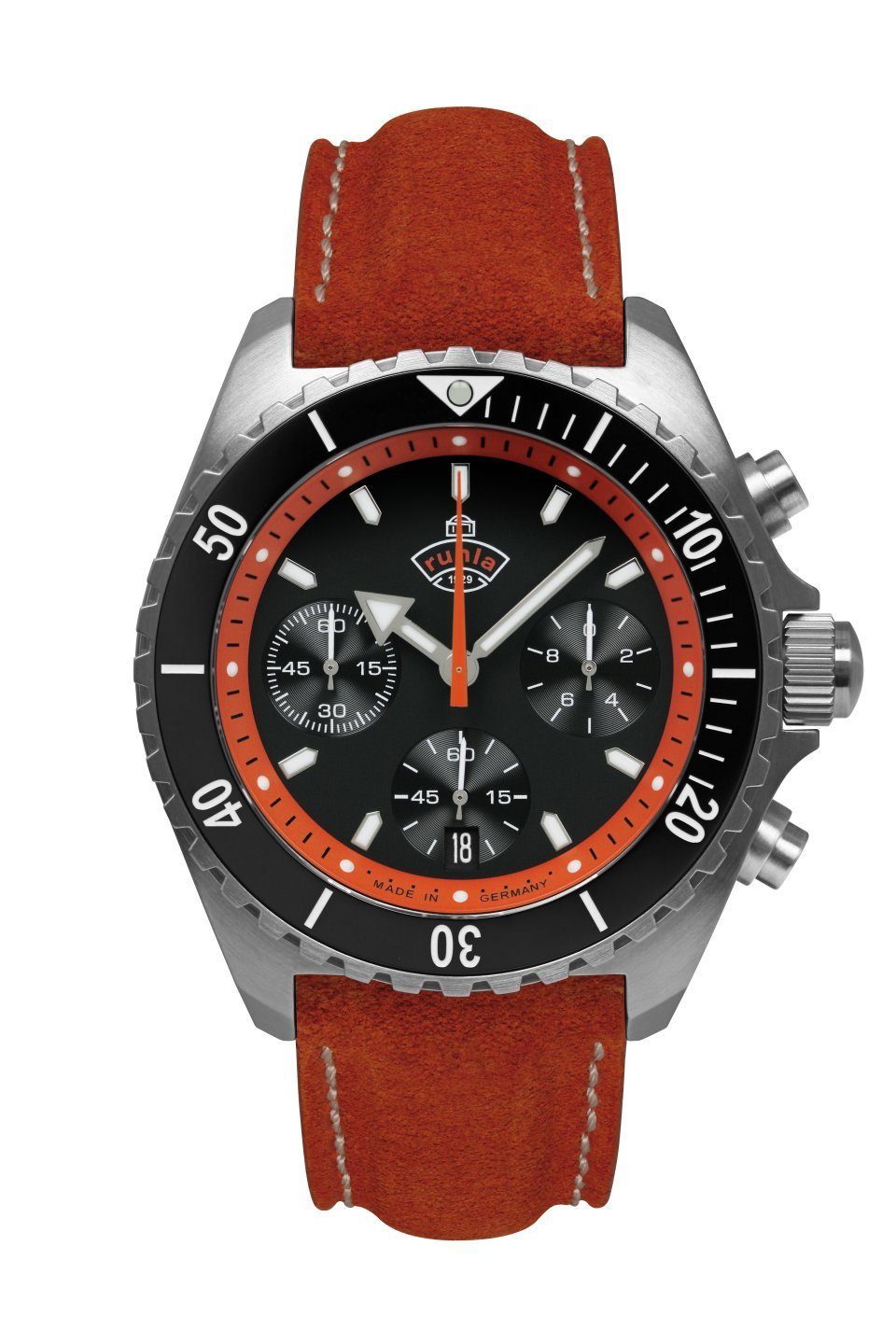 ruhla Chronograph Glasbach Cup 4970-2, Quarzuhr, Herrenuhr, Datum, Stoppfunktion, Saphirglas, Made in Germany