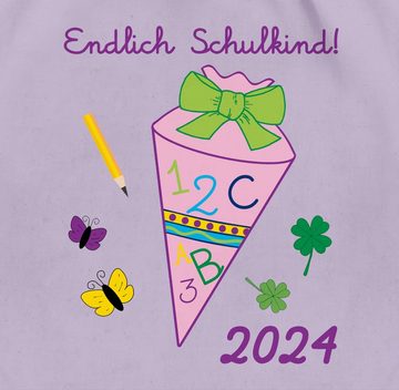 Shirtracer Turnbeutel Endlich Schulkind 2024 Mädchen, Schulanfang & Einschulung Geschenk Turnbeutel