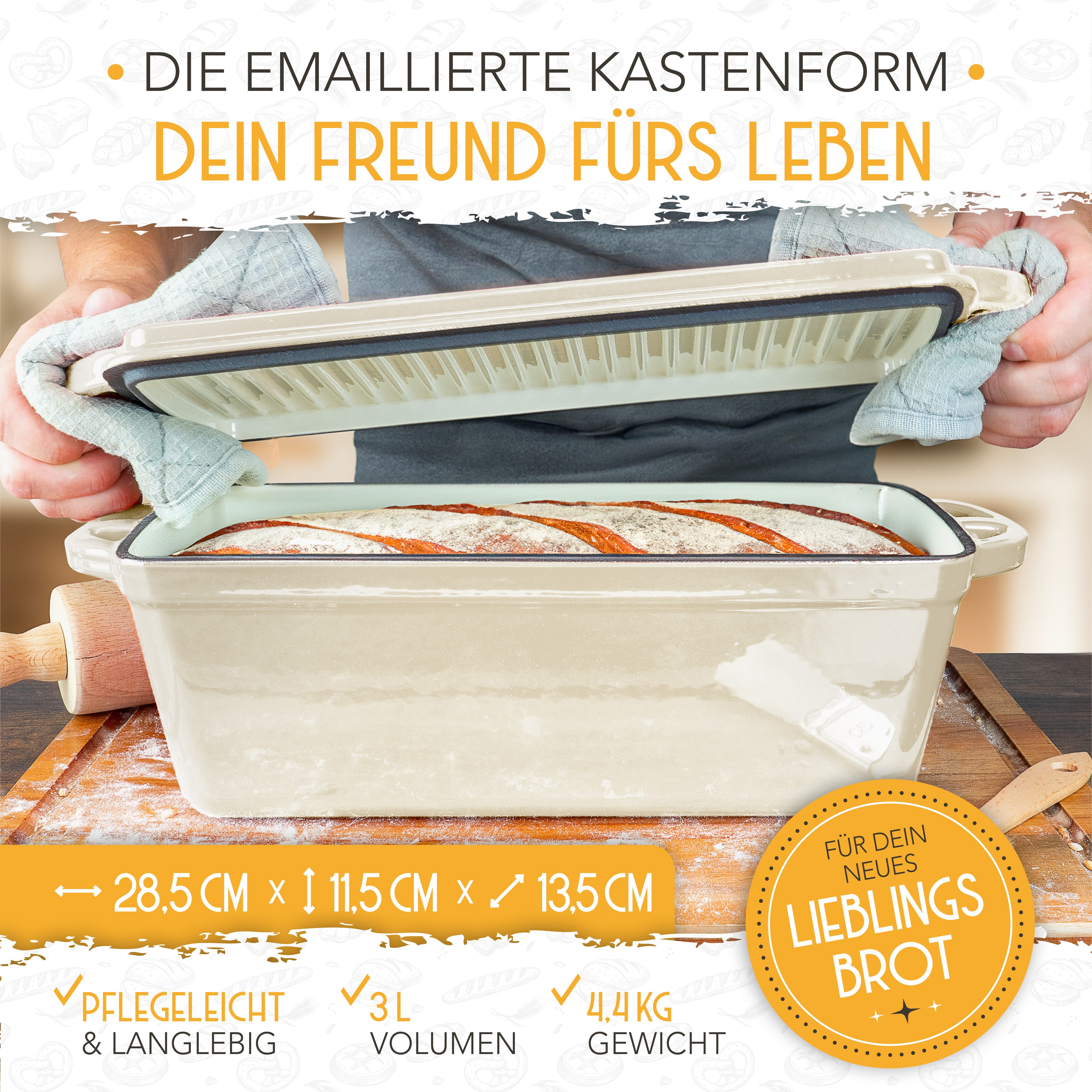 Krustenzauber Brotbackform Brotbackform Gusseisen Topf Brot Backen [inkl. Gärkorb] – Bild 5 von 5