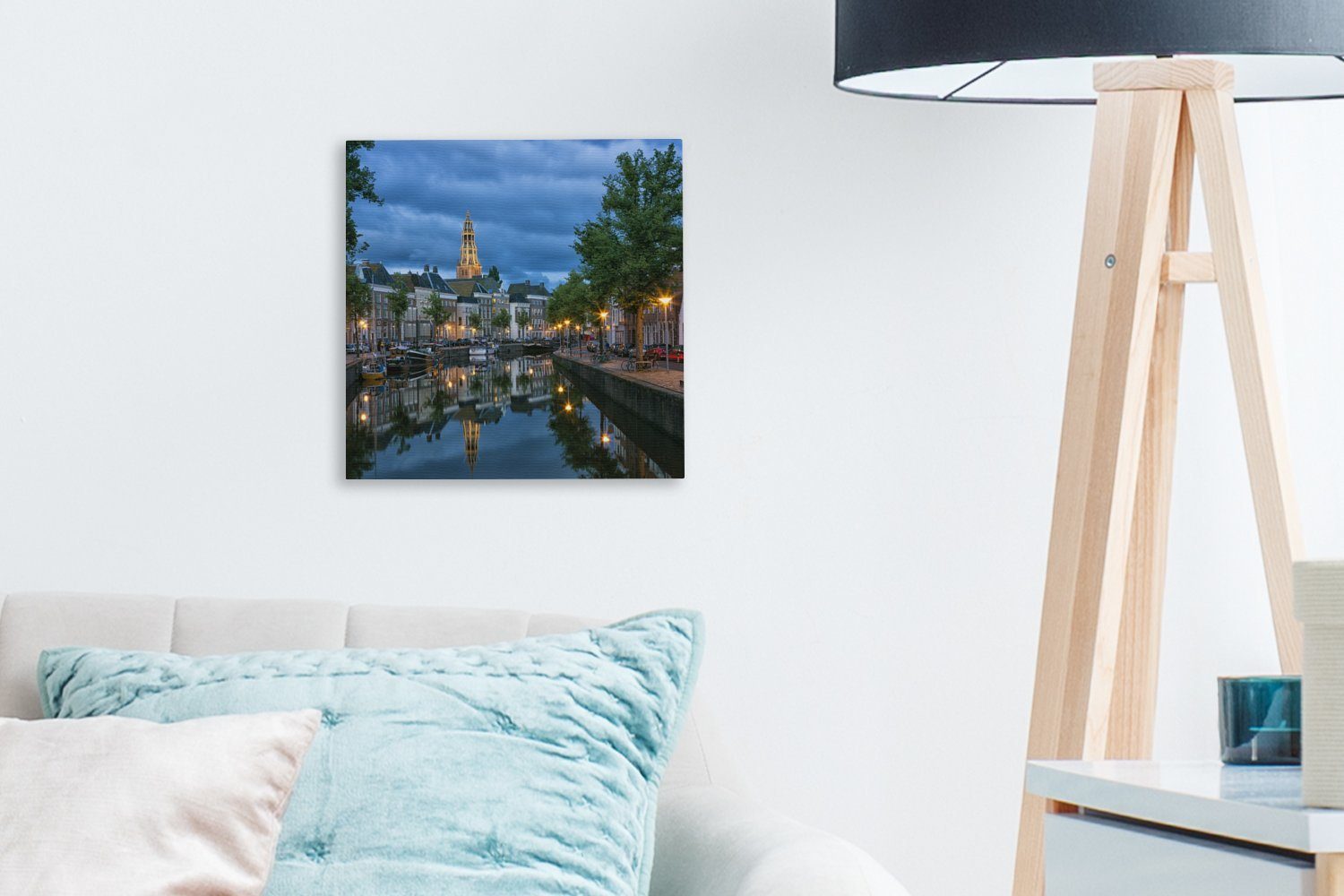 Grachtenpand, St), für Wohnzimmer Bilder Leinwand Leinwandbild (1 Schlafzimmer Groningen OneMillionCanvasses® -