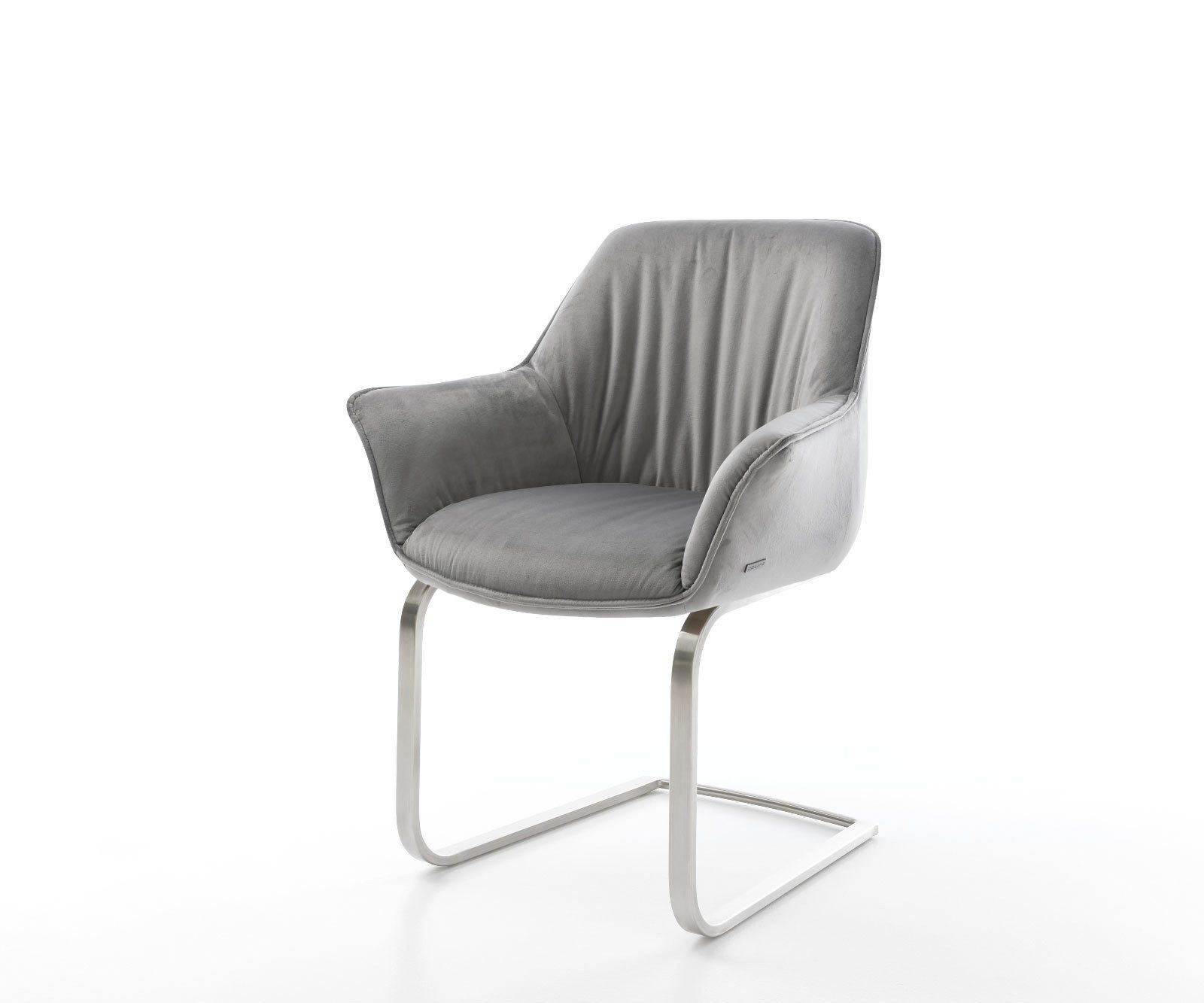 DELIFE Polsterstuhl Keila-Flex, mit Armlehnen Freischwinger flach Edelstahl günstig online kaufen