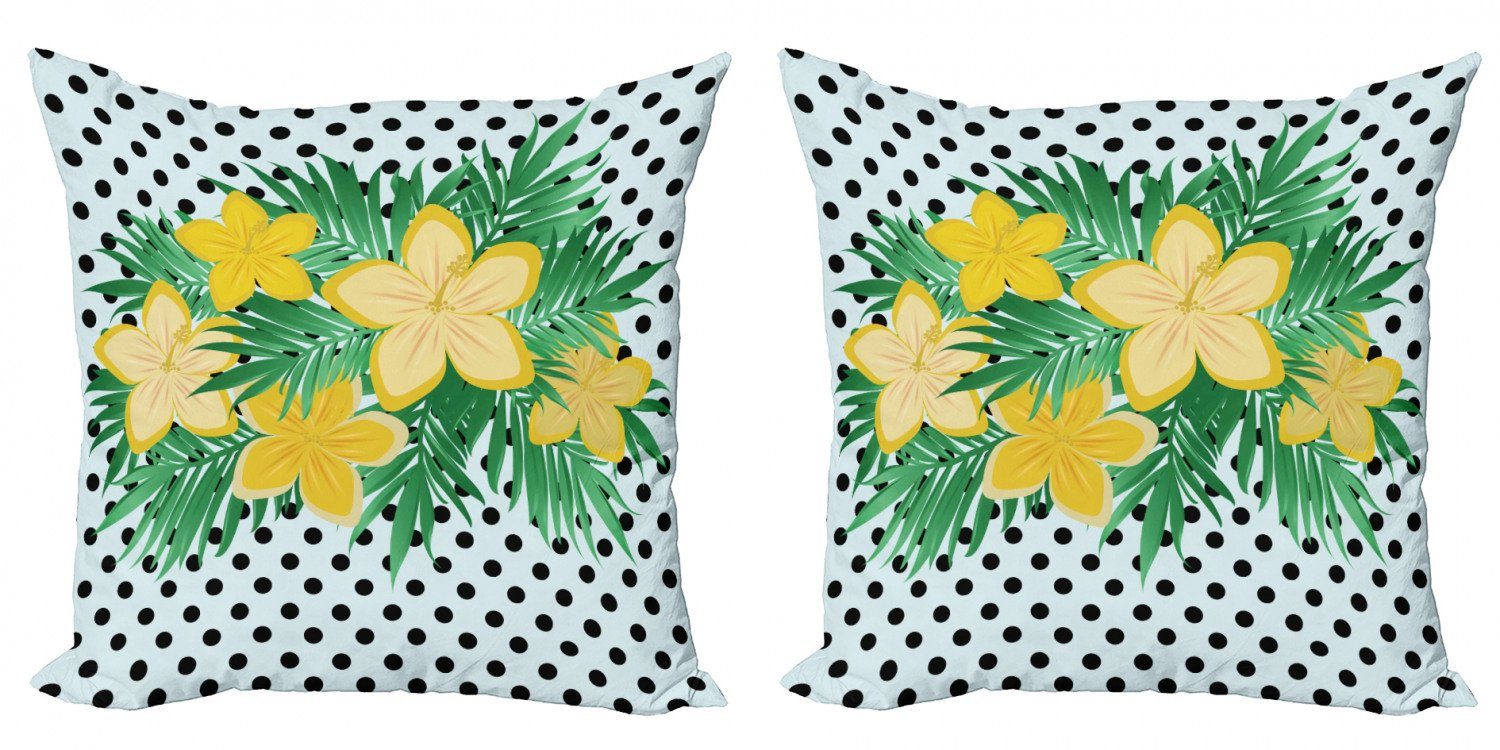 Kissenbezüge Modern Accent Doppelseitiger Digitaldruck, Abakuhaus (2 Stück), Hibiskus Exotische Blumen-Tupfen