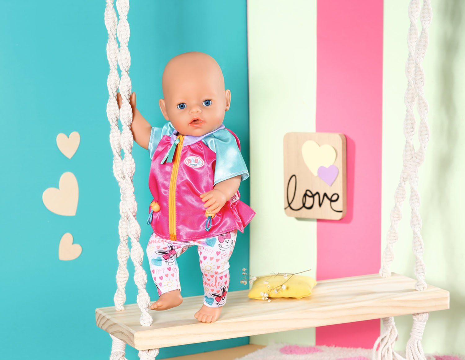 43 Kleiderbügel Baby Puppenkleidung cm, Pink, Born mit Freizeitanzug