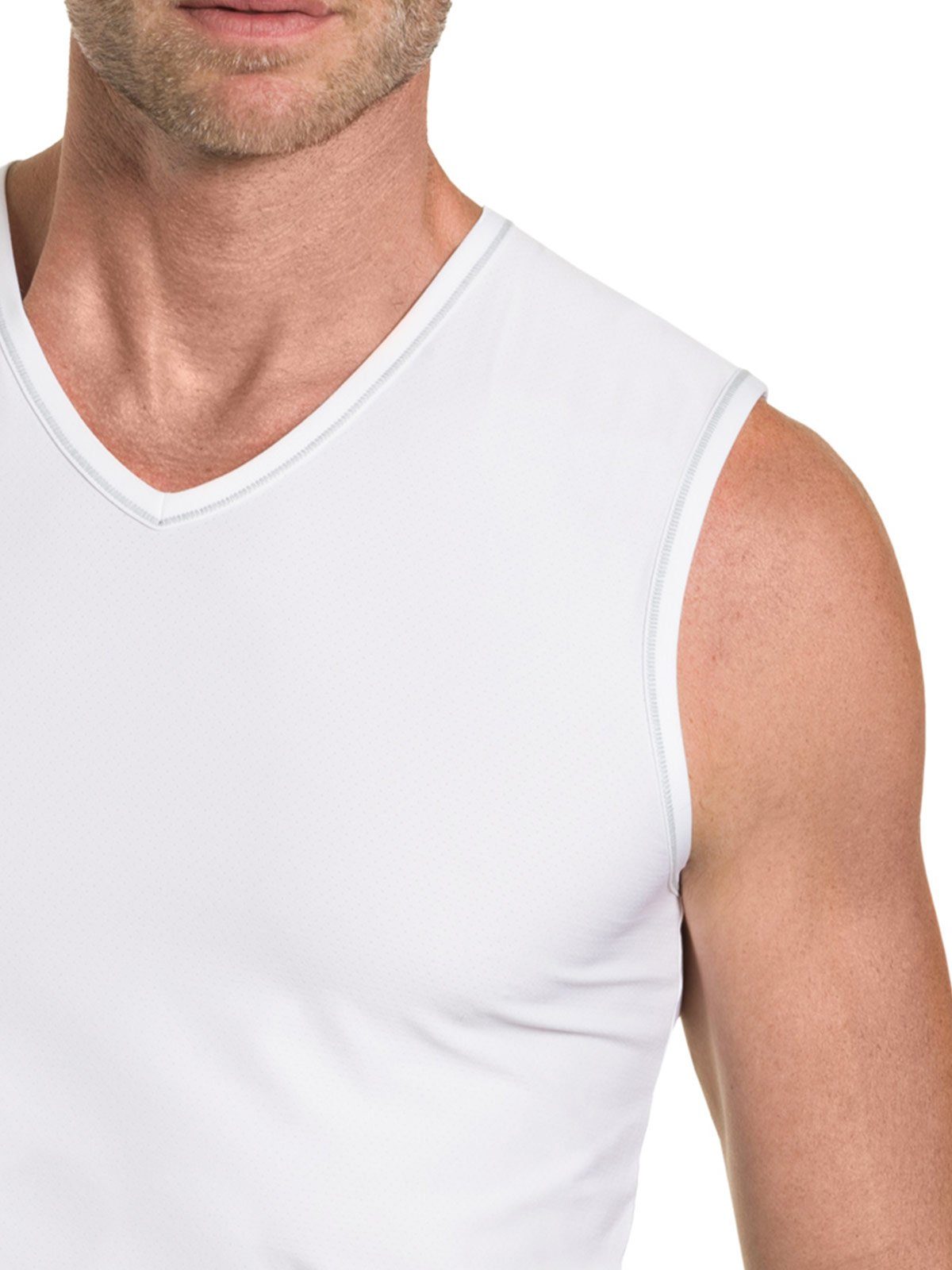 Herren weiss Materialmix Tactel Achselshirt (Stück, Sportwäsche 1-St) KUMPF Achselhemd