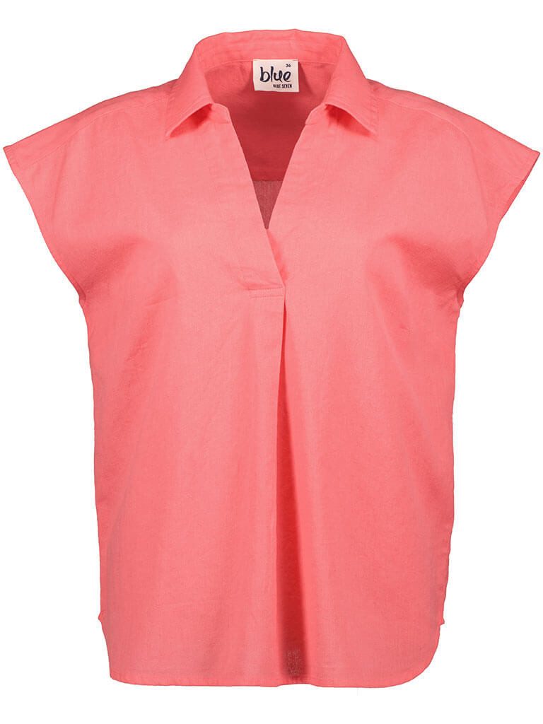 Blue Seven Blusenshirt Damen Bluse mit Hemd-Kragen und V-Ausschnitt - Kurzarm-Damenbluse