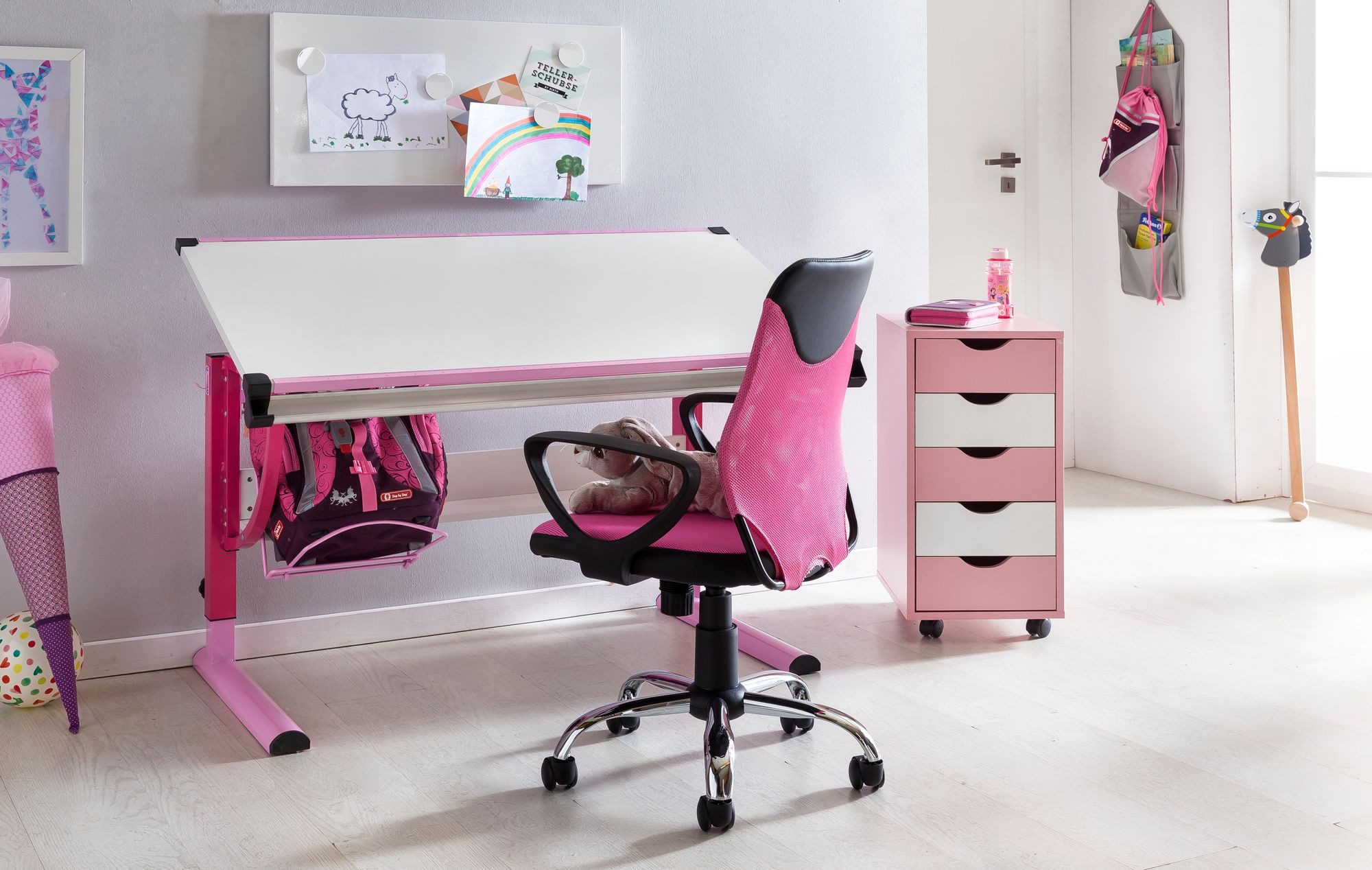 FINEBUY Drehstuhl SuVa4657_1 (Schreibtischstuhl TERNI Pink günstig online kaufen