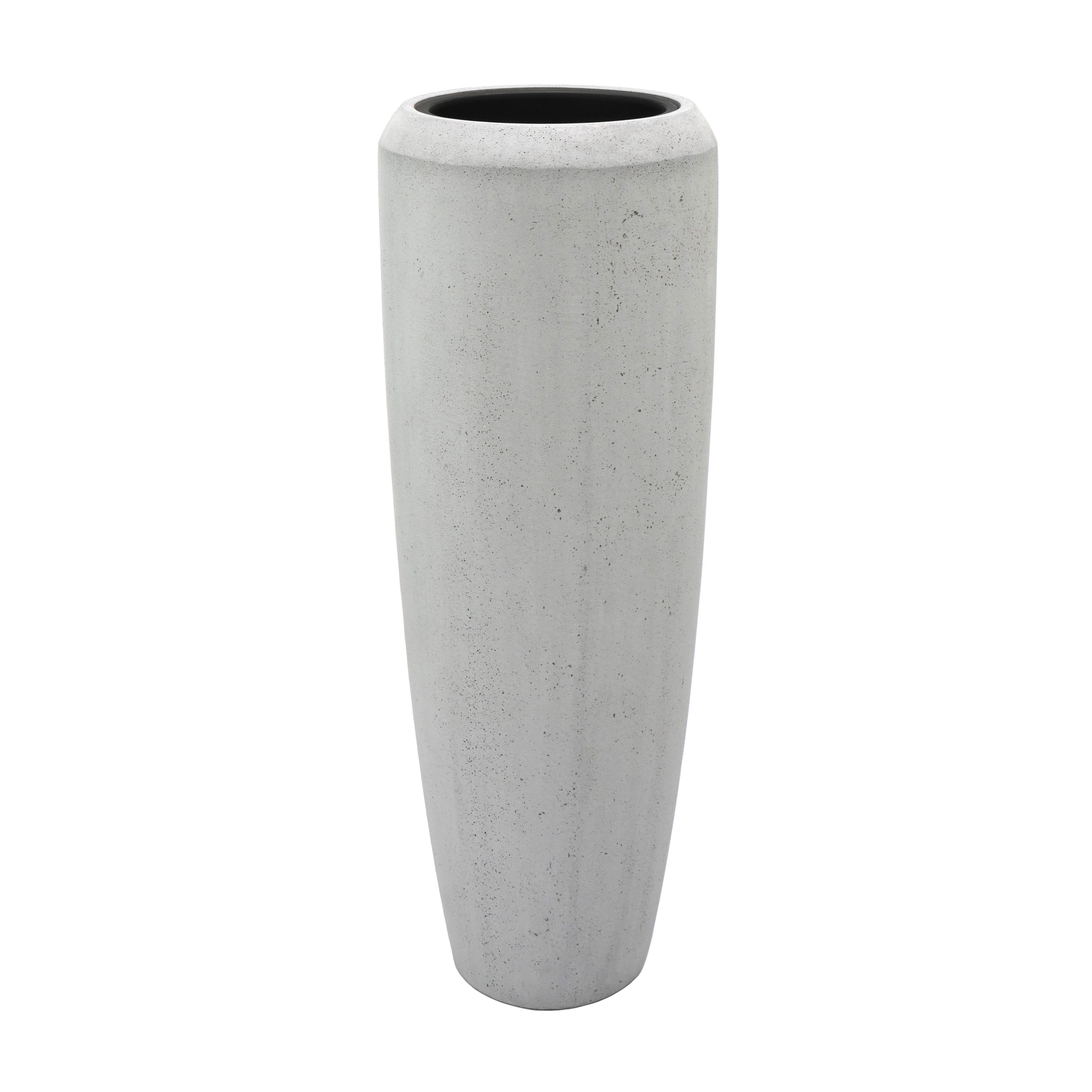 Flingora Bodenvase Cleo, mit Einsatz - Fiberglas - Indoor & Outdoor - Zementgrau - Höhe 97 cm