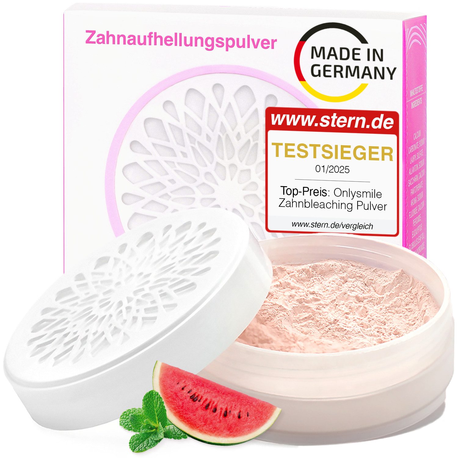 OnlySmile Zahnbleaching-Pulver Zahnaufhellung Pulver - Testsieger - Teeth Whitening Powder, Zahnaufhellung, Отбеливание Powder, Aufhellen, weiße Zähne