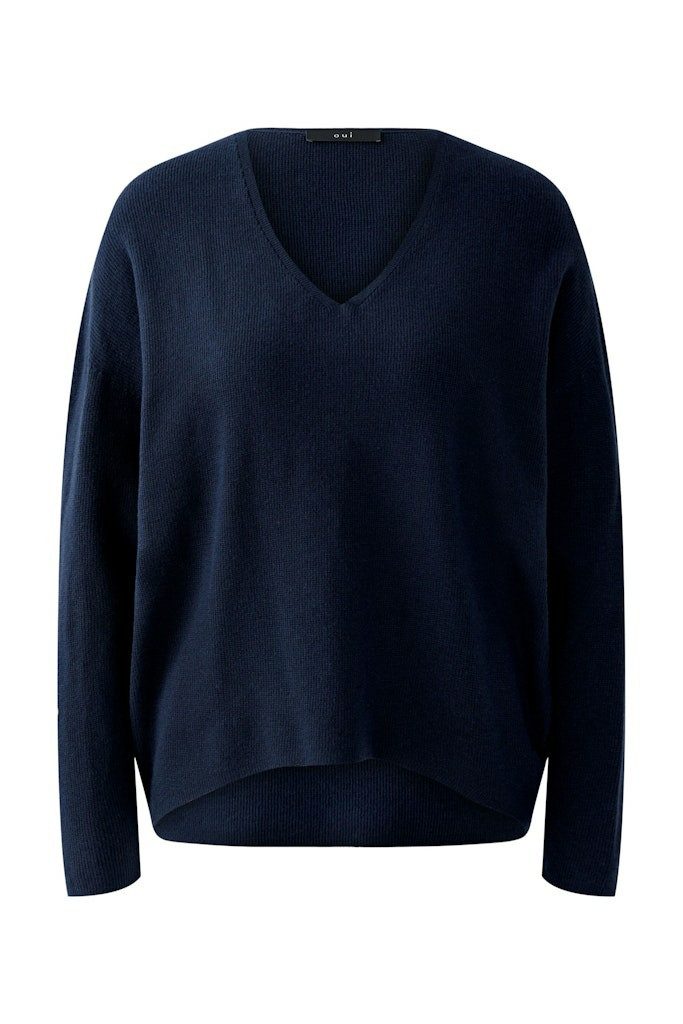 Oui V-Ausschnitt-Pullover V-Kragen Pullover für Damen (1-tlg)
