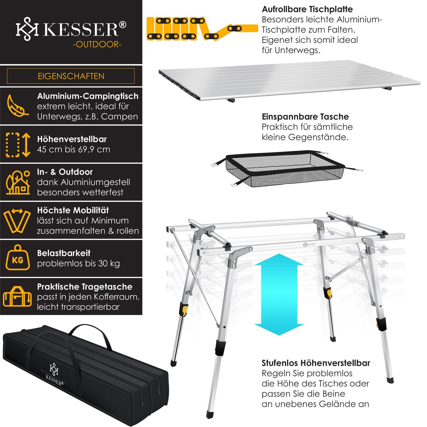 KESSER Campingtisch, Campingtisch faltbar Klapptisch Camping günstig online kaufen