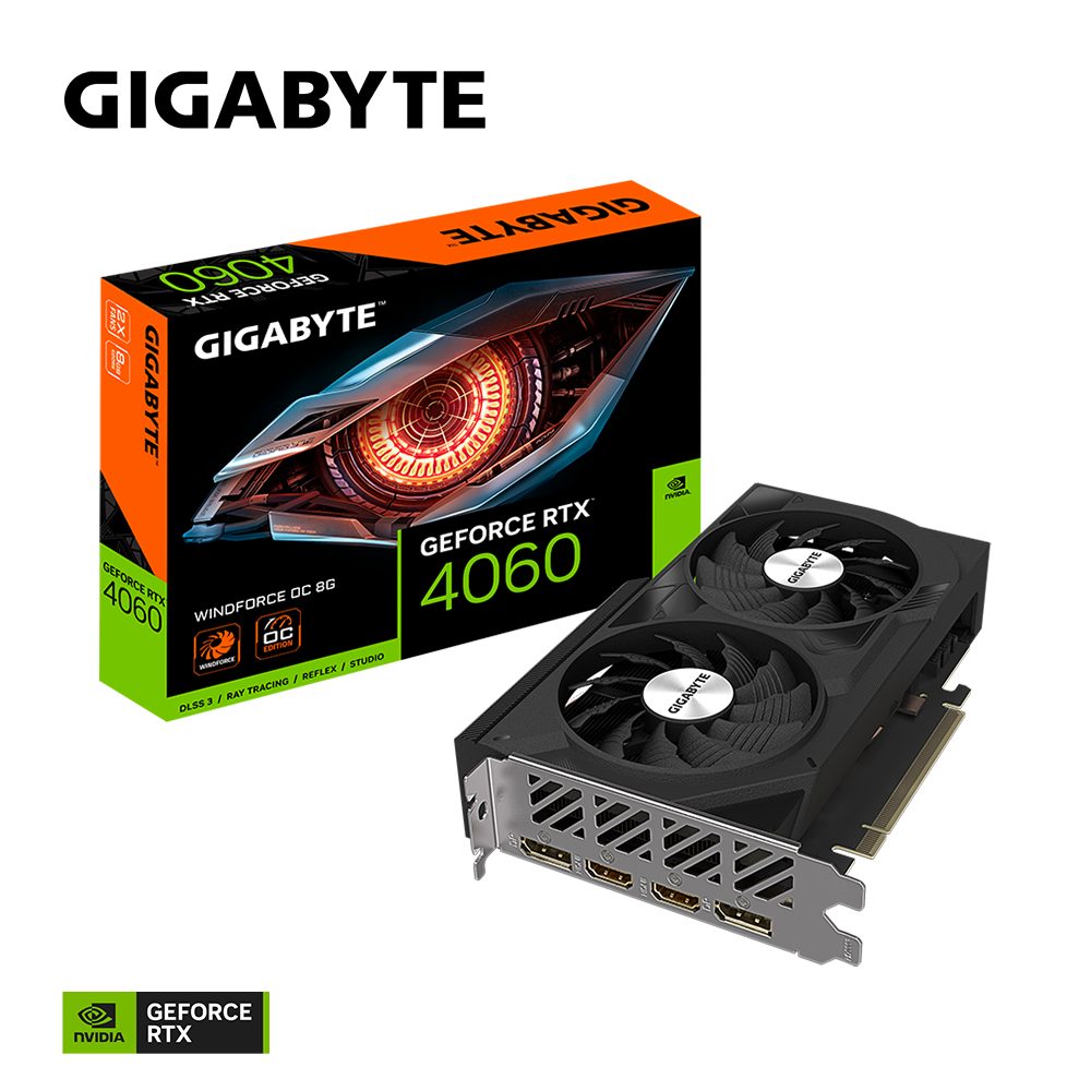 Gigabyte GeForce RTX™ 4060 WINDFORCE OC 8G Grafikkarte (8 GB, GDDR6)