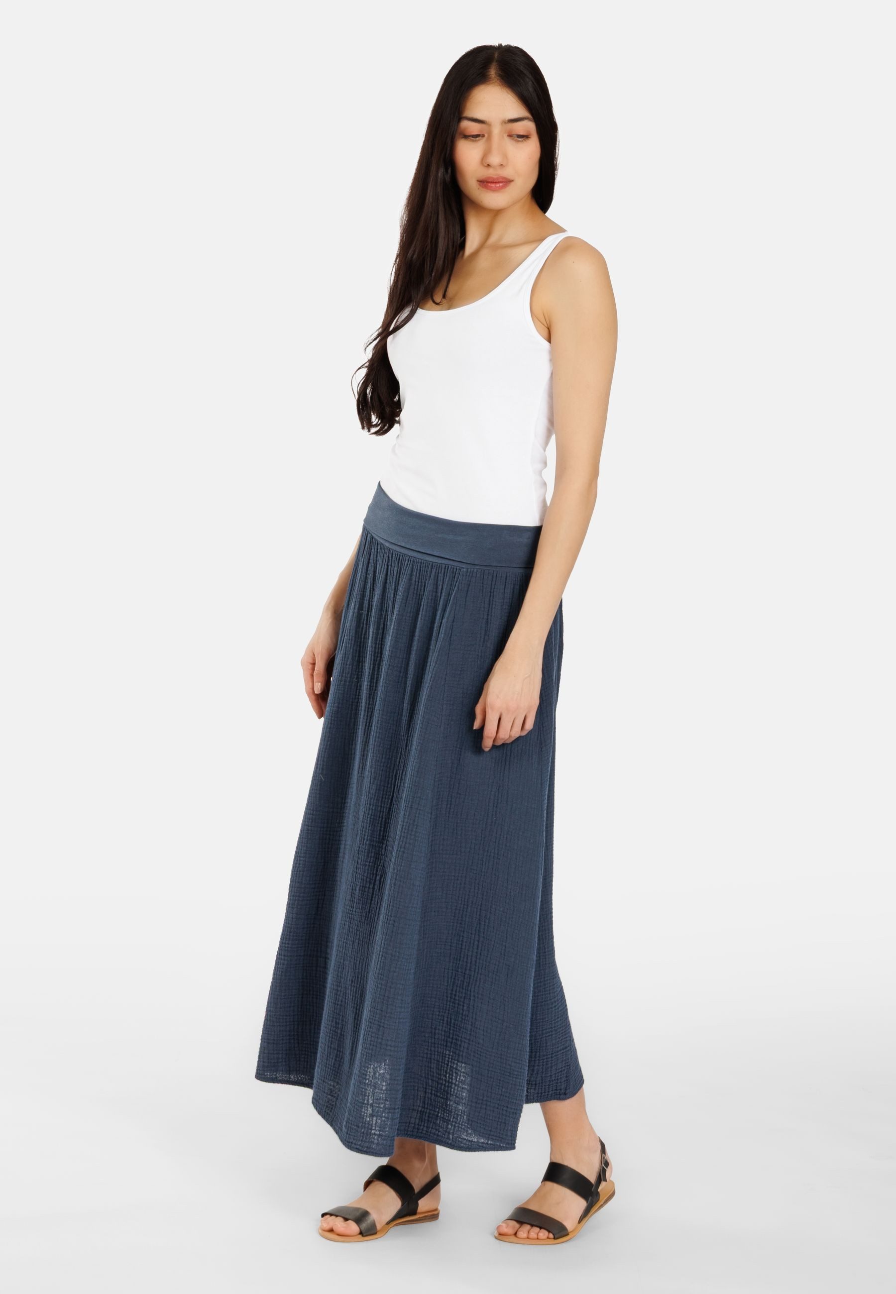 Caspar Maxirock Damen Musselin Maxi Rock lang 100% Baumwolle Made in Italy - Ro036 – Bild 2 von 5