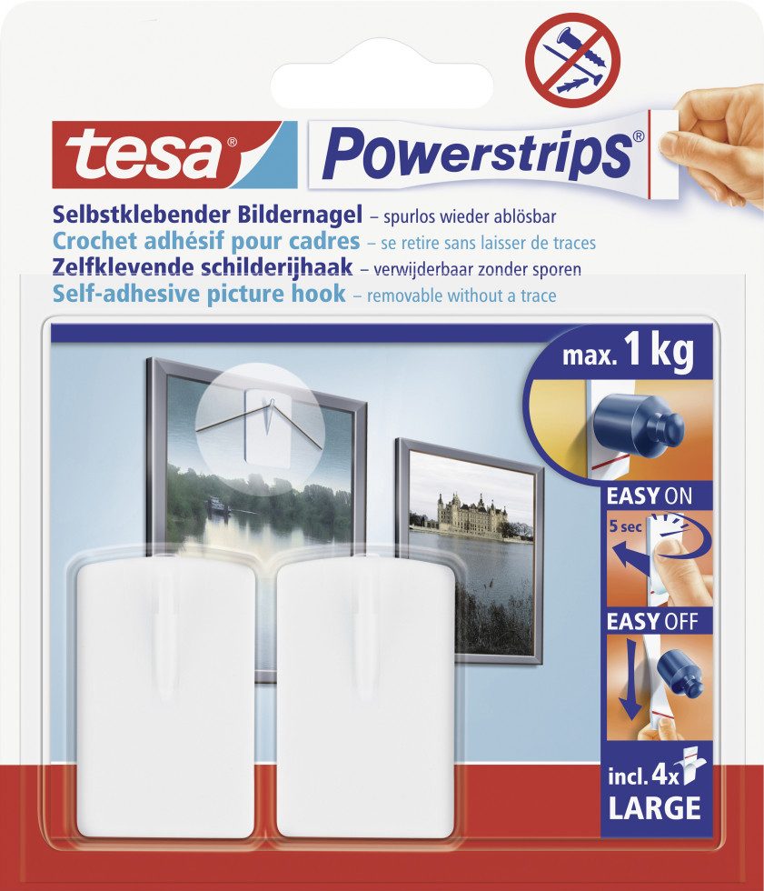 tesa Klebehaken tesa Klebestrip Bilder Powerstrip weiß, 2 Stück – Bild 5 von 5