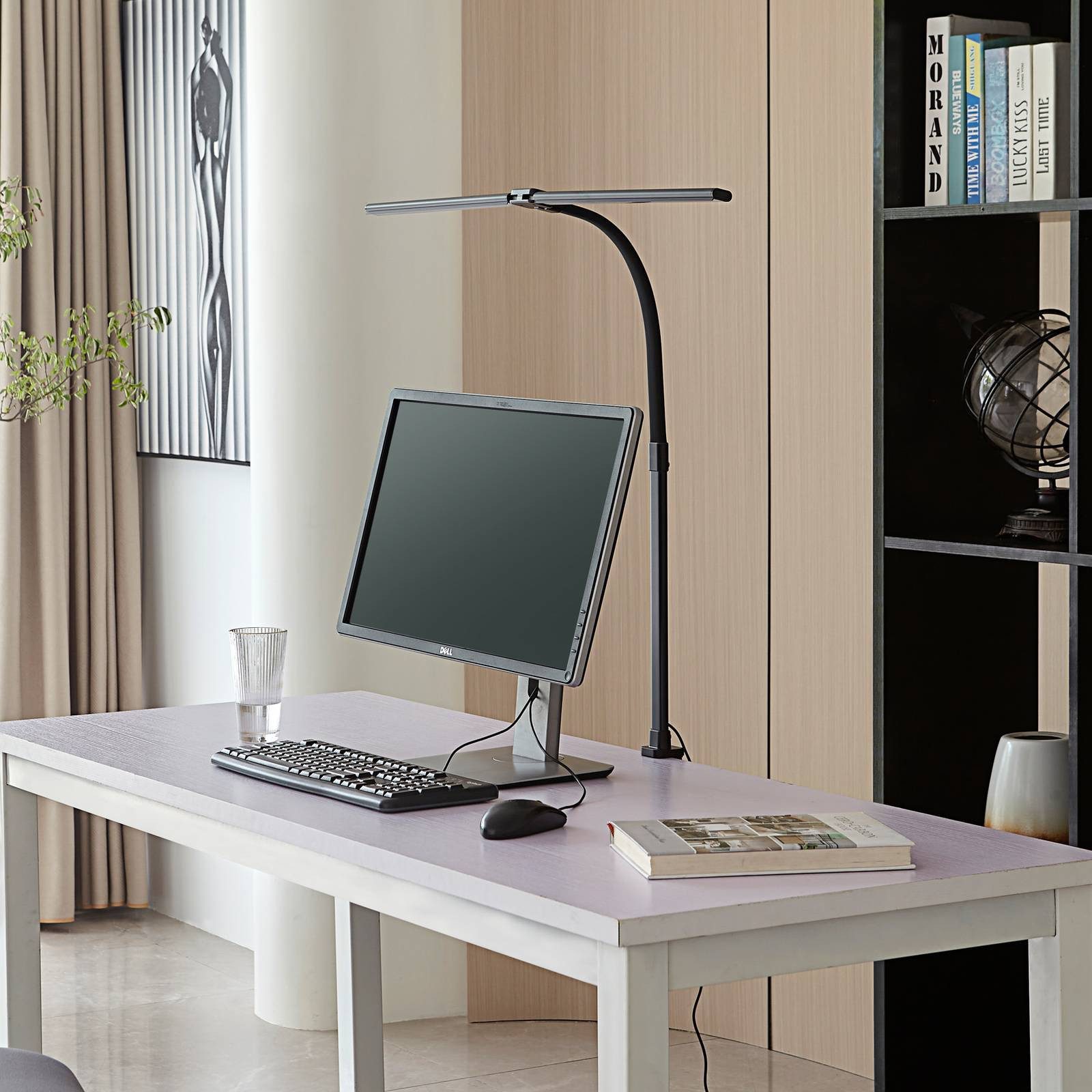 Lindby Klemmleuchte Nilay, LED, Metall, Schwarz Farbwechsel warmweiß / tageslicht IP20, LED 18 W gesamt, Farbwechsel warmweiß / tageslicht