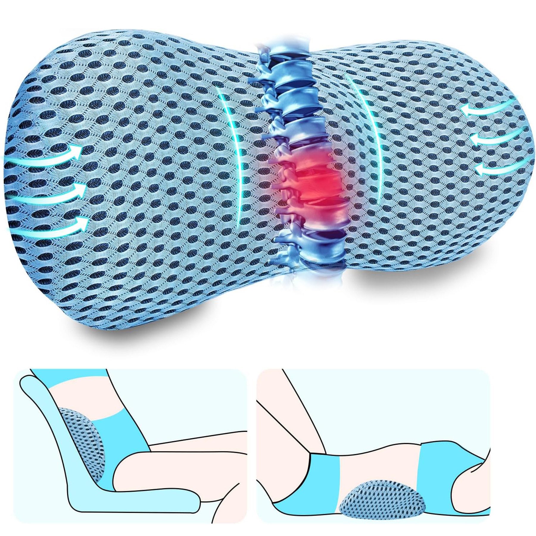 Rückenkissen Ergonomisches Lendenkissen, Memory Foam Rückenkissen