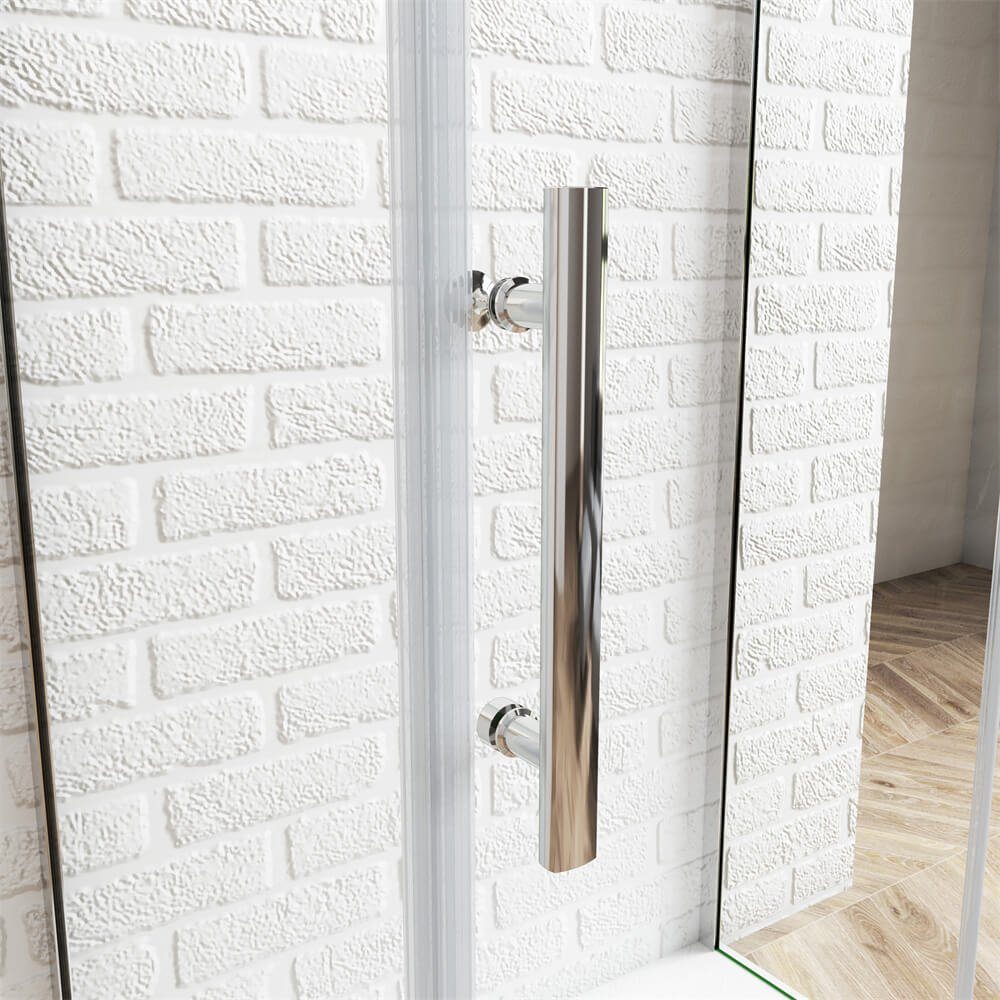 Duschspa Complete Shower 185cm U-Shape Shower Enclosure Shower Door Hinged Door Folding Door, WxD: 120x90 cm, Single Tempered Safety Glass, Safety Glass, Set, Suitable for Floor-Level Installation