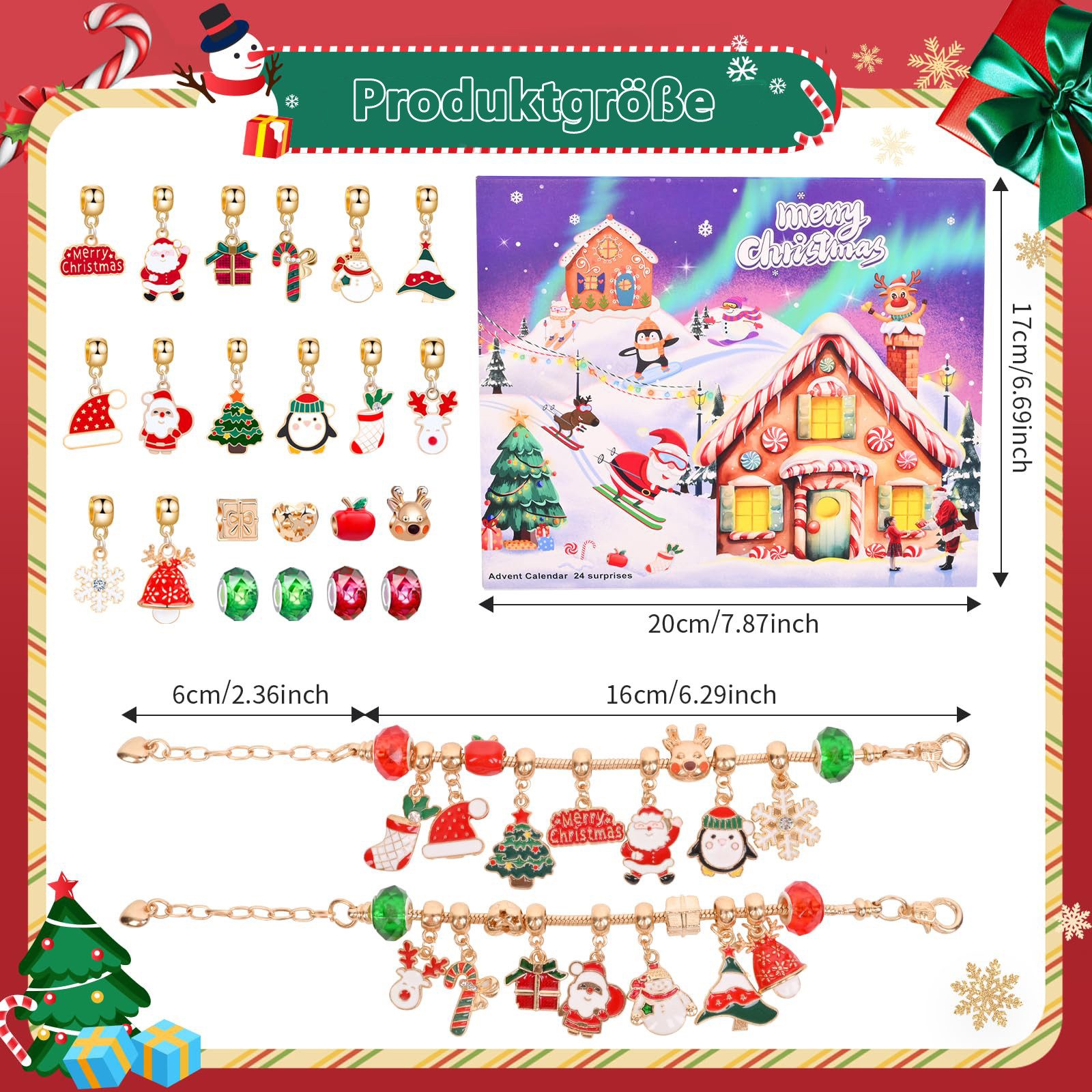 CLTYQ Schmuck-Adventskalender Adventskalender Mädchen Schmuck 2026, Weihnachtskalender Geschenk, für Kinder Teenager Frauen, 24 Füllung Adventskalender Schmuck  – Bild 3 von 5