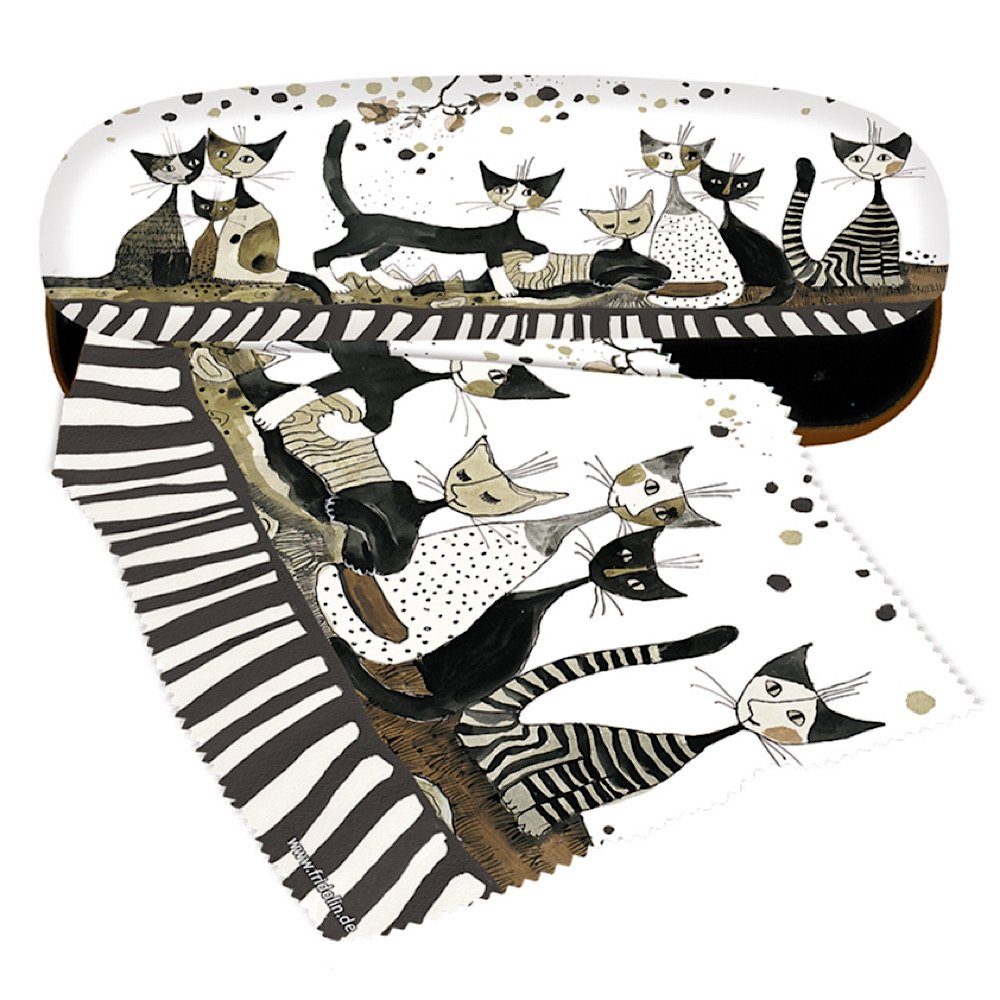 Étui à Lunettes Plat Fridolin - En Métal Avec Motif - Fourni Avec Chiffon De Nettoyage - Fabriqué En Italie