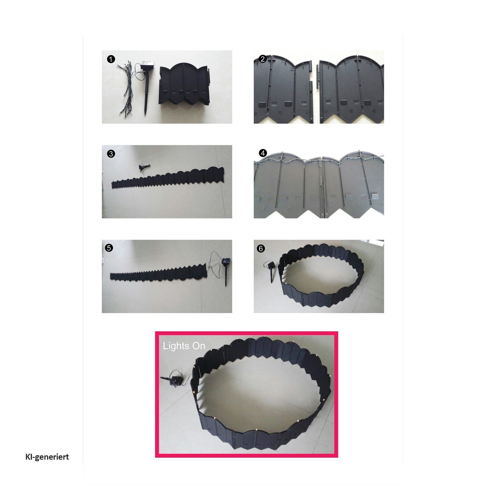 HTI-Living Beetbegrenzung Beeteinfassung 500 cm, LxH: 21x17 cm, Set, 24 Module inkl. Solarbeleuchtung, Zierzaun Beetumrandung Beetbegrenzung – Bild 5 von 5