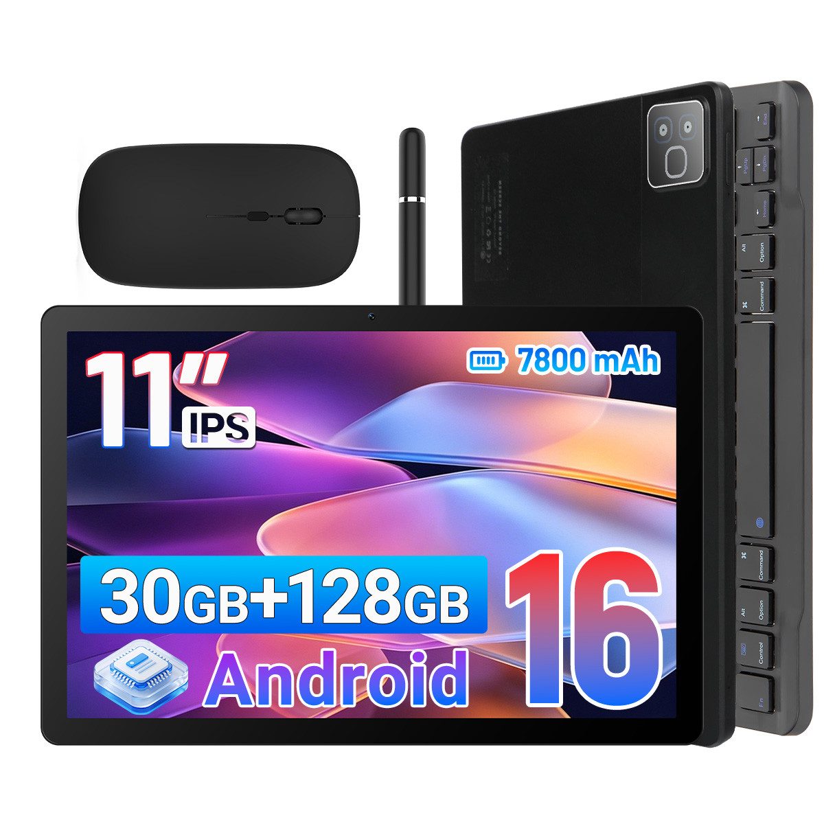 Happybe 11 Zoll Android 16, HD 1280x800, 7800mAh, Wifi 6, 128 GB/256GB Tablet (11", Android, 5 Kerne)
