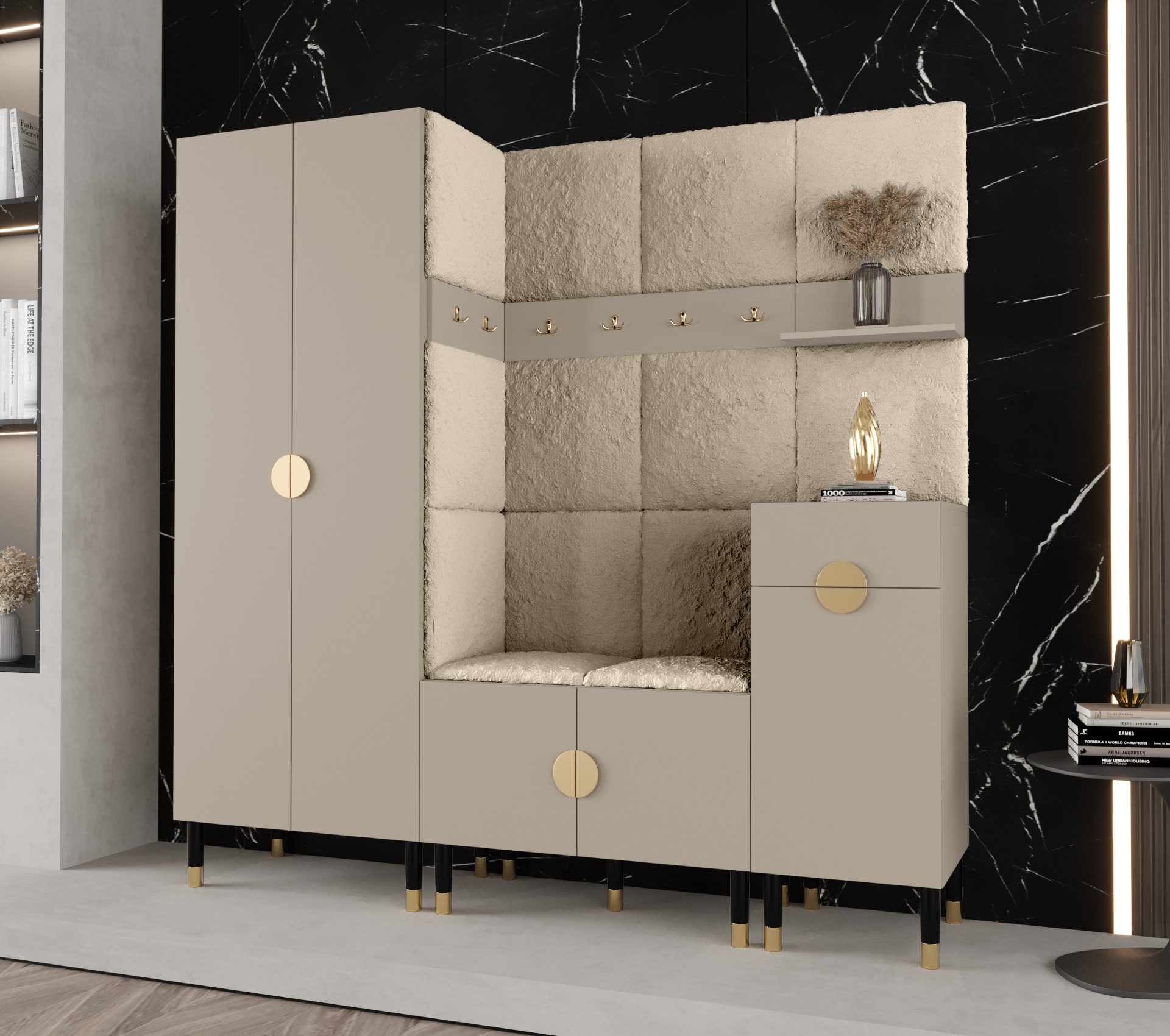 ABIKS MÖBEL Kompaktgarderobe PALERMO Set 1 Garderobe mit gepolsterten Panee günstig online kaufen