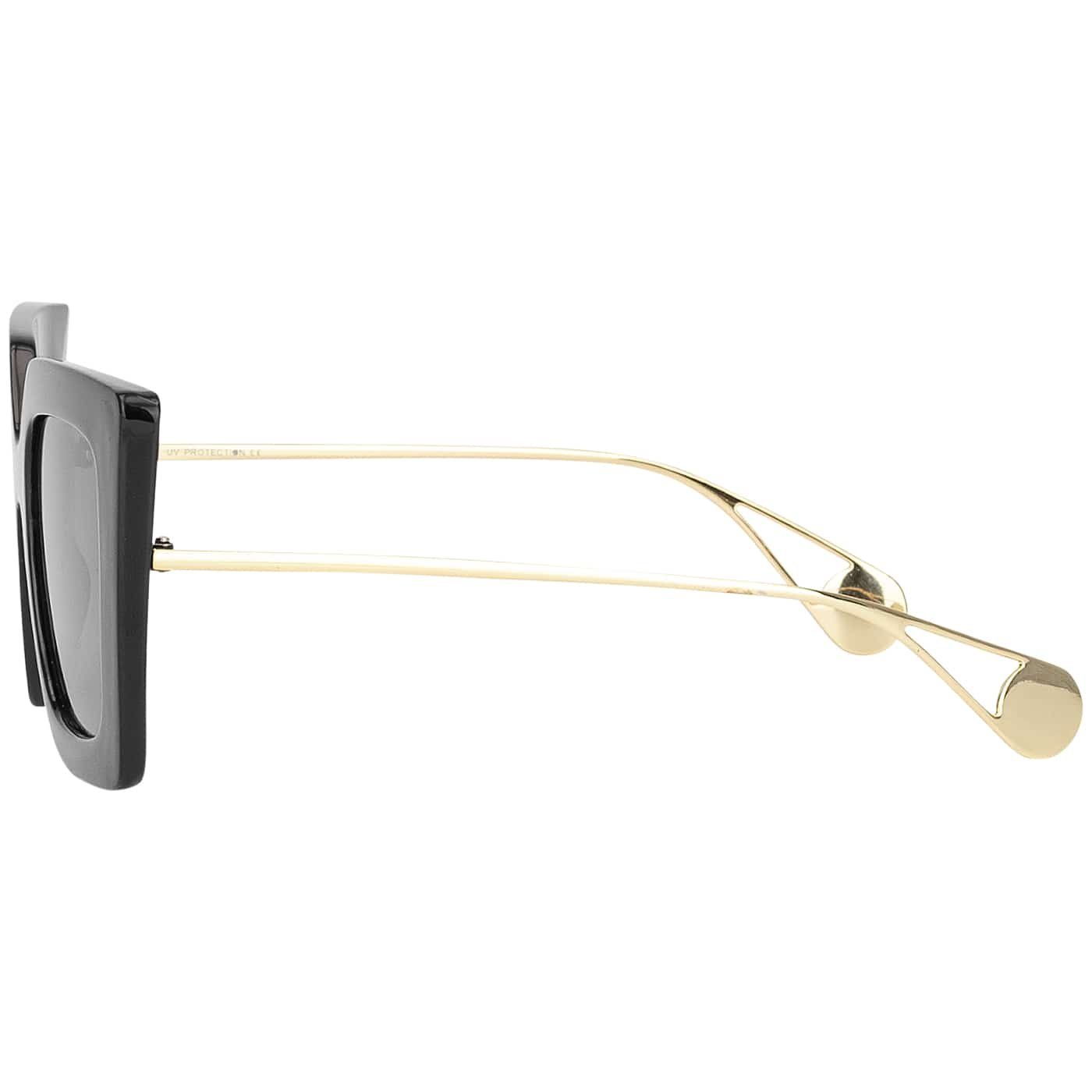 BEZLIT Eyewear oder Retrosonnenbrille Schwarz-Gold mit (1-St) Sonnenbrille Violetten Schwarzen Designer Damen Rundglas Linsen