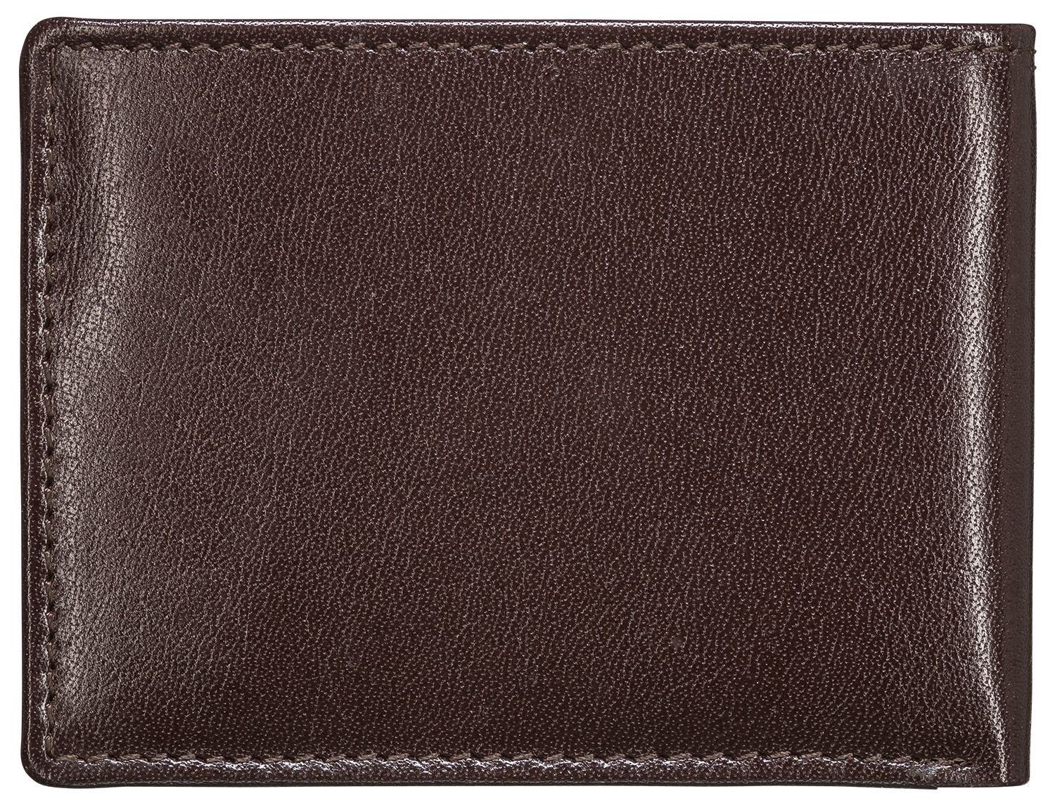 Red Baron Geldbörse Geldbeutel Leder Schwarz RB-WT-001-04, 1-fach klappbar, Kreditkartenfächer, Münzfach mit Druckknopf