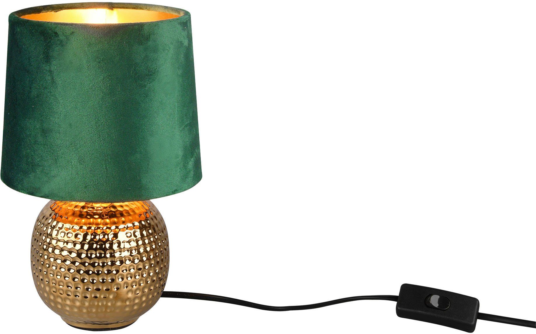 Reality Leuchten Schreibtischlampe Sophia, ohne Leuchtmittel, Nachttischlampe, Keramik Fuß mit Samtschirm