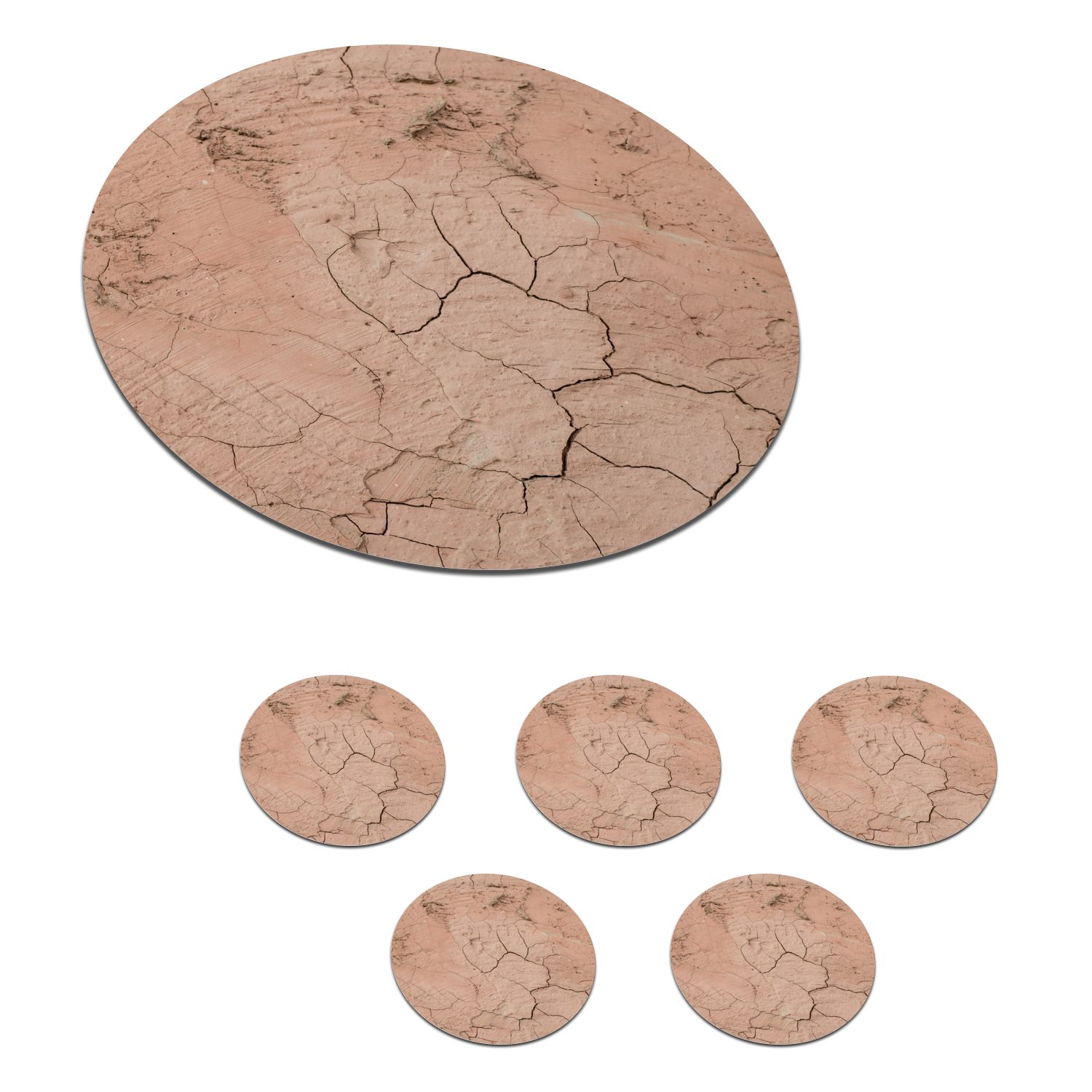 MuchoWow Glasuntersetzer Glasuntersetzer 6er Set Wand - Beton - Lachs, Zubehör für Gläser, Becher, Tassen, Pfannen, Töpfe, 6-tlg., Tassenuntersetzer Untersetzer Glasuntersetzer