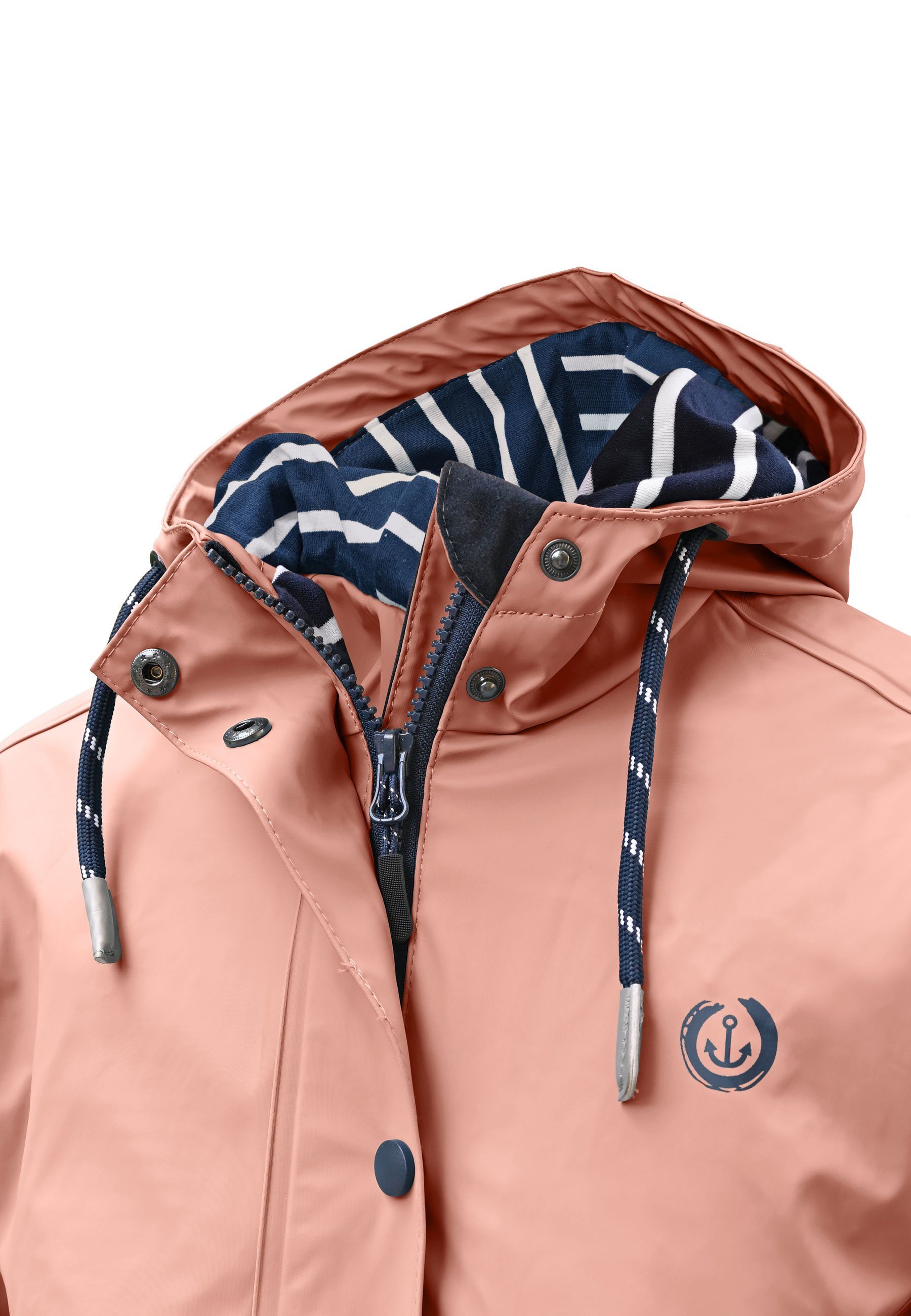 MADSea Regenjacke Regenjacke Friesennerz Rosa taillierter Regenmantel hat verlängertes Rückenteil