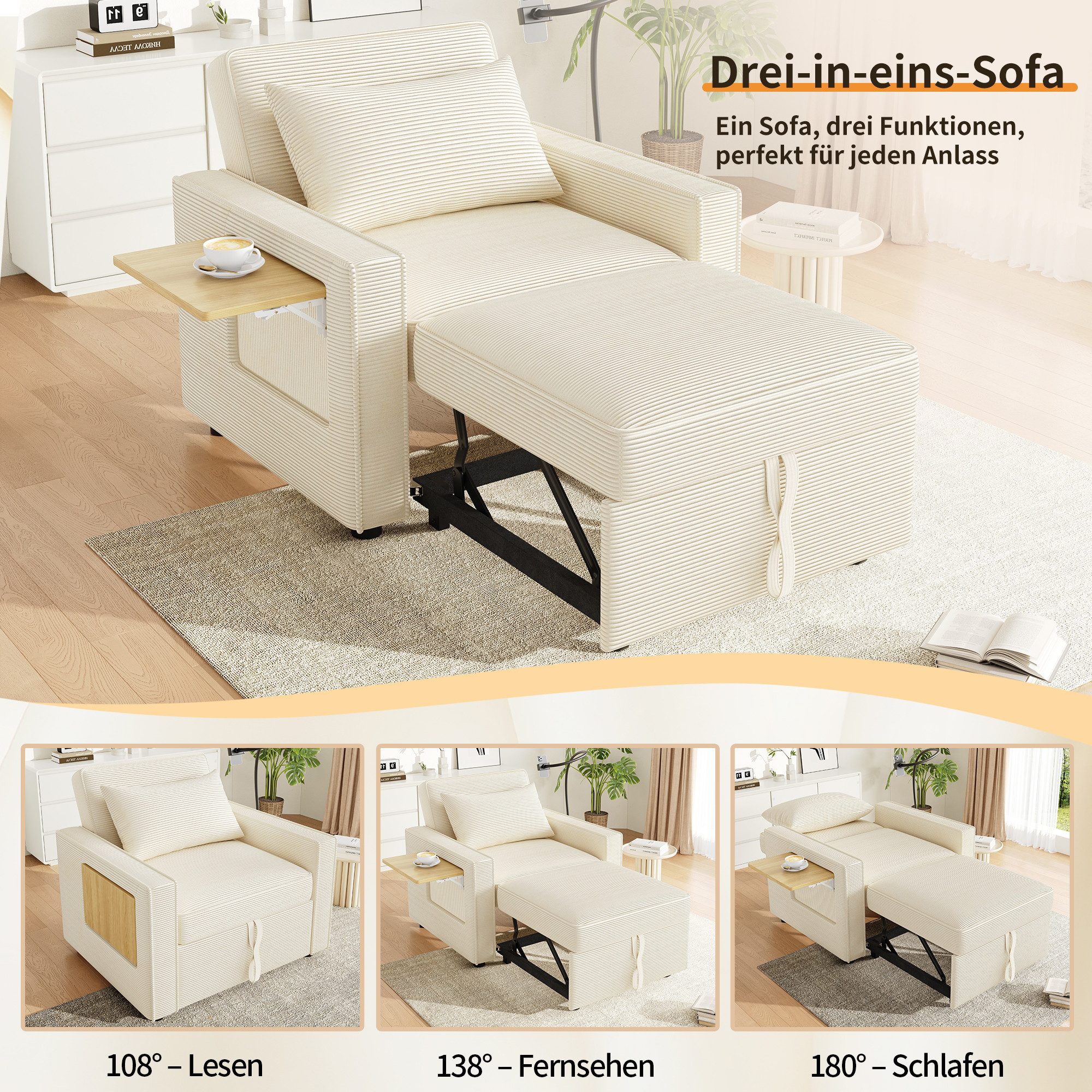 i@home Relaxsessel 1-Sitzer Sofa, faltbares Schlafsofa günstig online kaufen