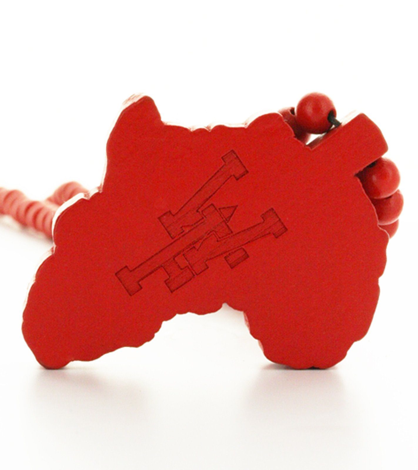 WOOD FELLAS Halsband WOOD Holz Hals-Schmuck Africa mit Rot FELLAS Mode-Schmuck aus Kette lockere Anhänger