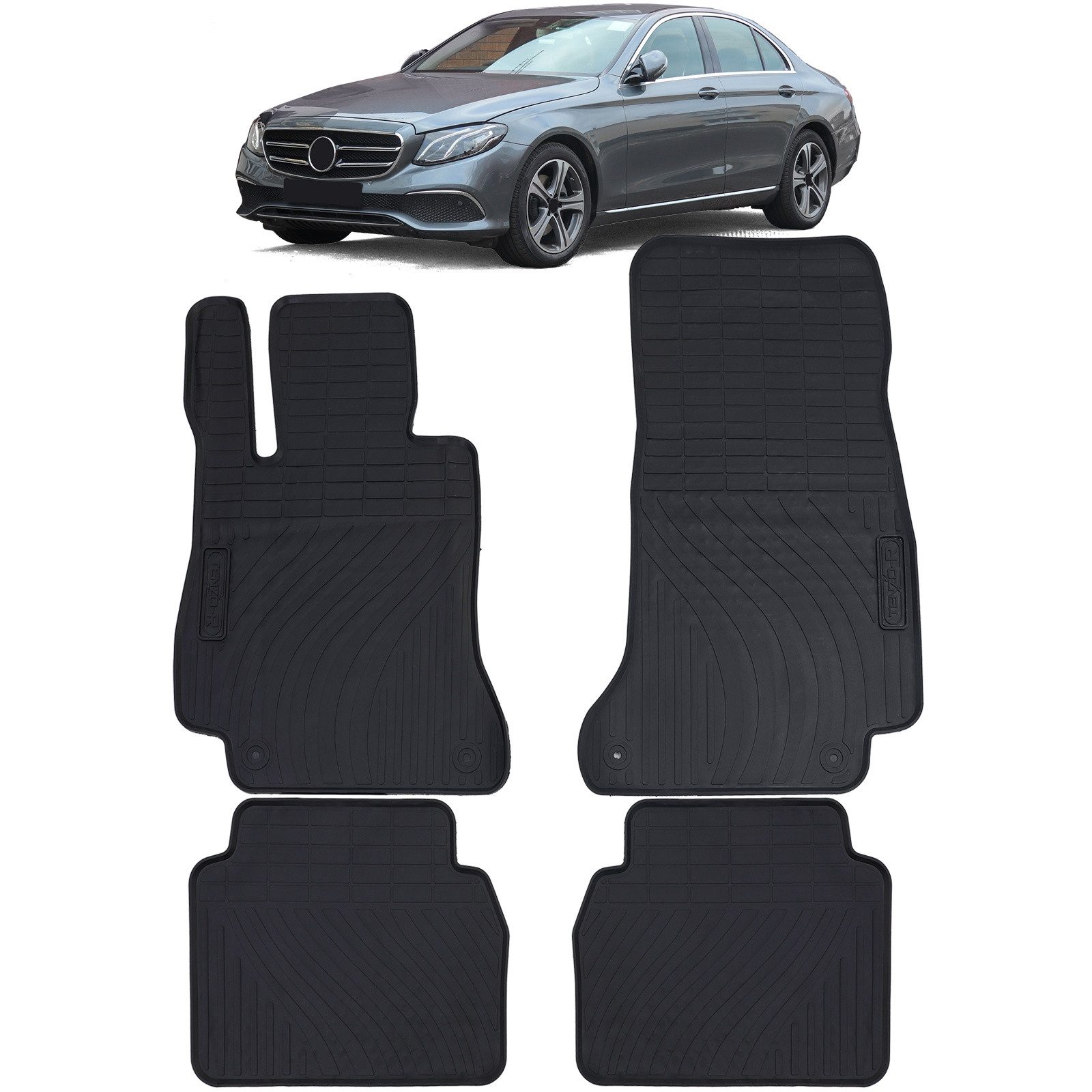 Tenzo-R Passform-Fußmatten Auto Gummi Fußmatten Schwarz Premium Set für Mercedes E Klasse W213 S2