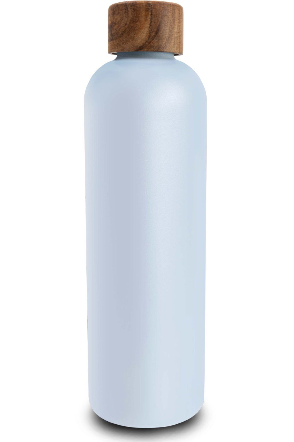 TRENDY AND NEW Trinkflasche T&N Edelstahl Trinkflasche 1 Liter - Wood Edition, Thermosflasche 1l für Büro, auslaufsichere, robuste, isolierte Wasserflasche 1000ml für Kohlensäure, Thermoskanne für unterwegs, Isolierflasche für Tee & Kaffee, hält 14h HEISS 29h EISKALT, Flasche für Sprudel-Wasser Sky Blue