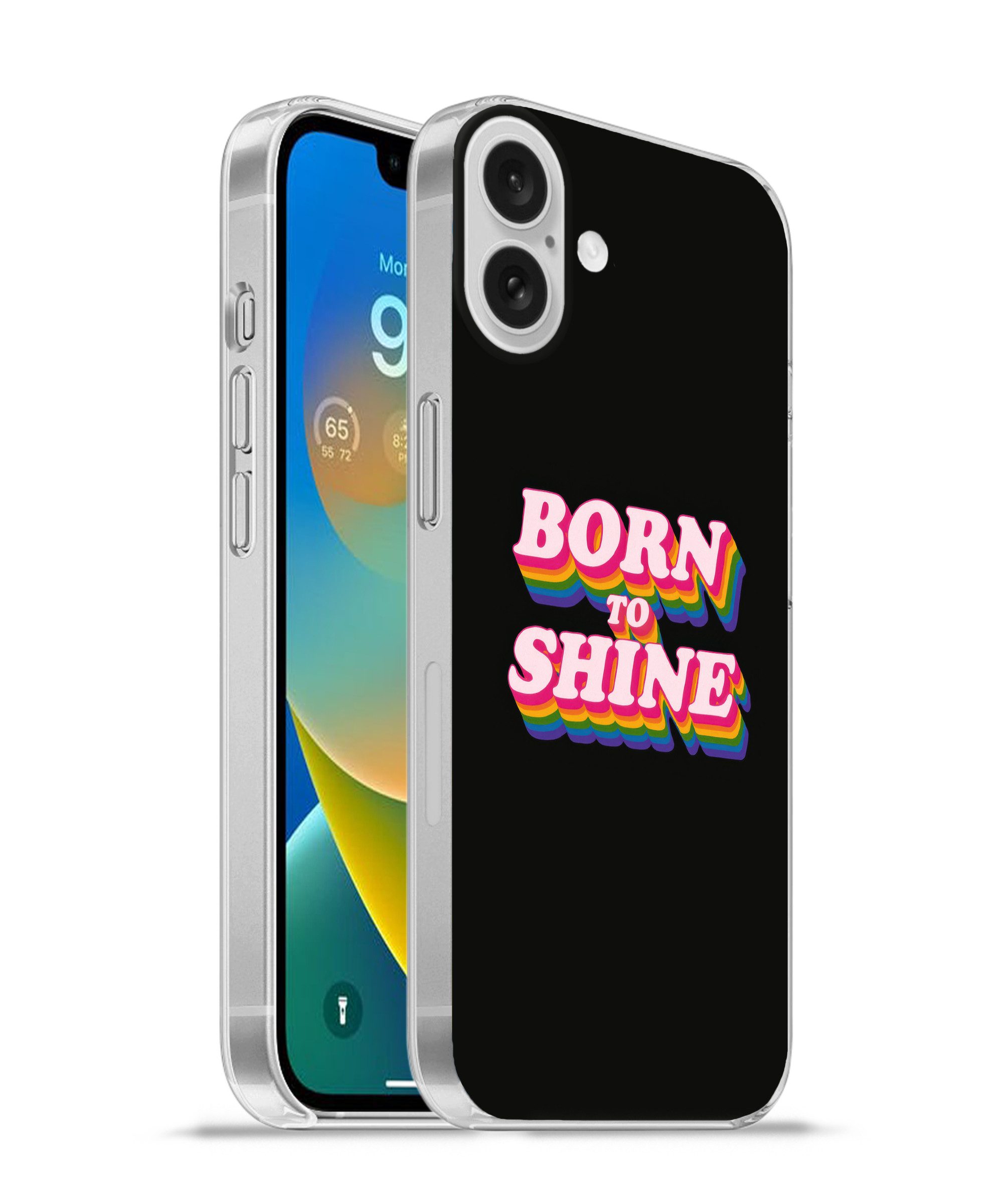 MuchoWow Handyhülle für Apple iPhone 16 Plus Zitat - Regenbogen - Rosa - Schwarz, Smartphone-Bumper, Print, Handy Schutzhülle Dünn