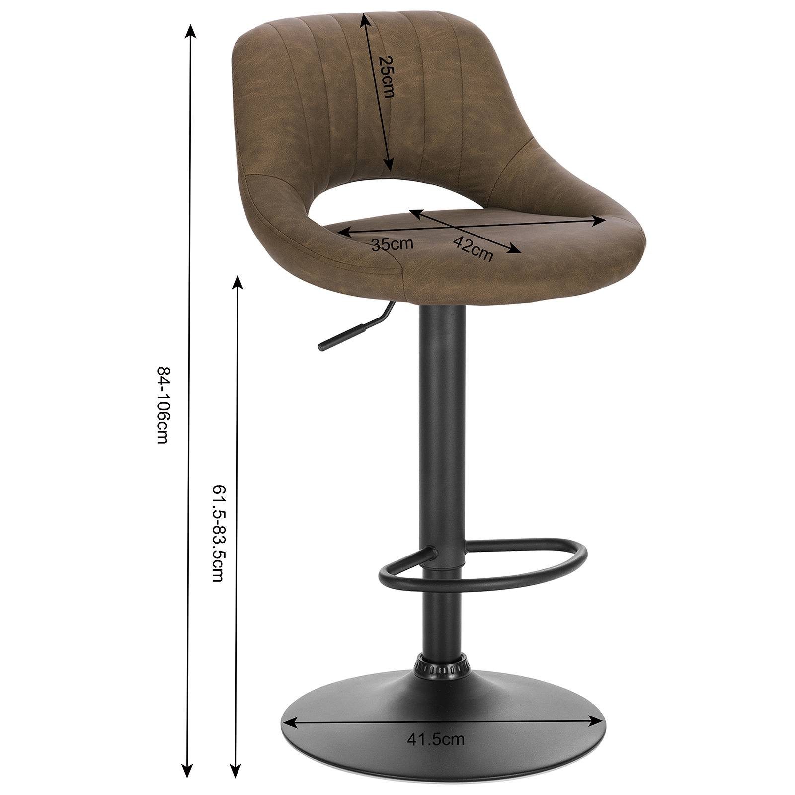 EUGAD Barhocker (2 St), aus Kunstleder und Stahl stufenlos höhenverstellbar