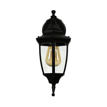 Licht-Erlebnisse Außen-Wandleuchte LYON, ohne Leuchtmittel, Außenwandlampe Hof Garten IP44 Schwarz E27 Glas Aluminium Rustikal