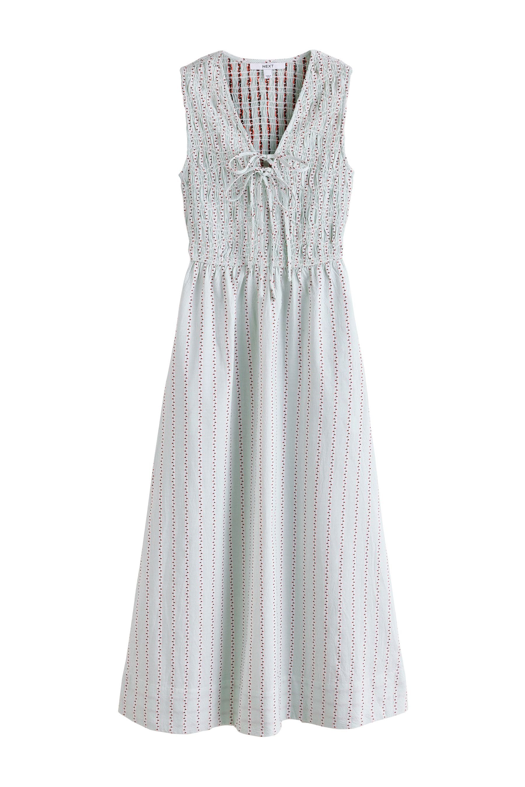 Next Maxikleid Gerafftes Maxikleid mit V-Ausschnitt (1-tlg)