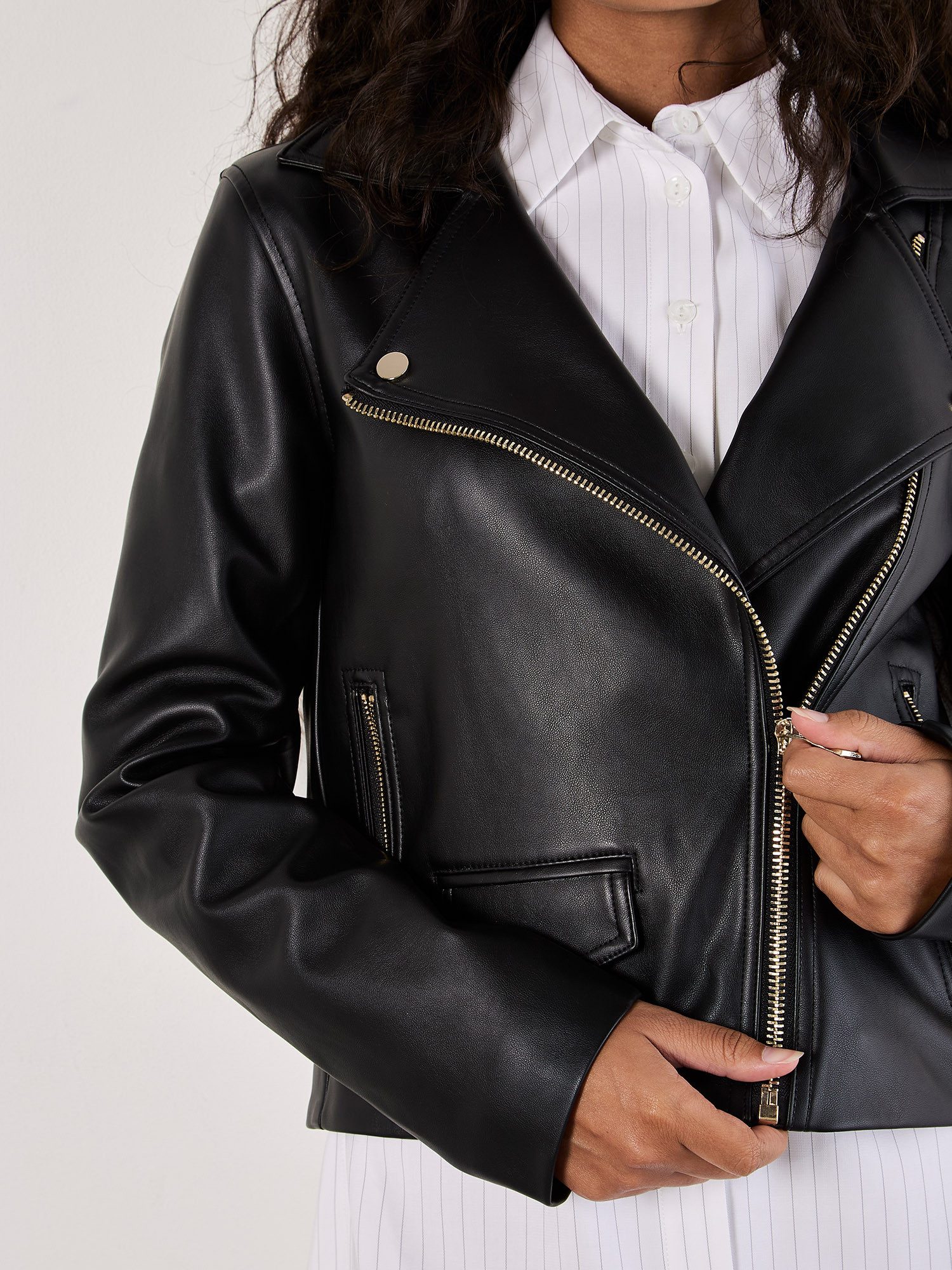 Apricot Lederjacke Kurze Jacke, aus Kunstleder günstig online kaufen