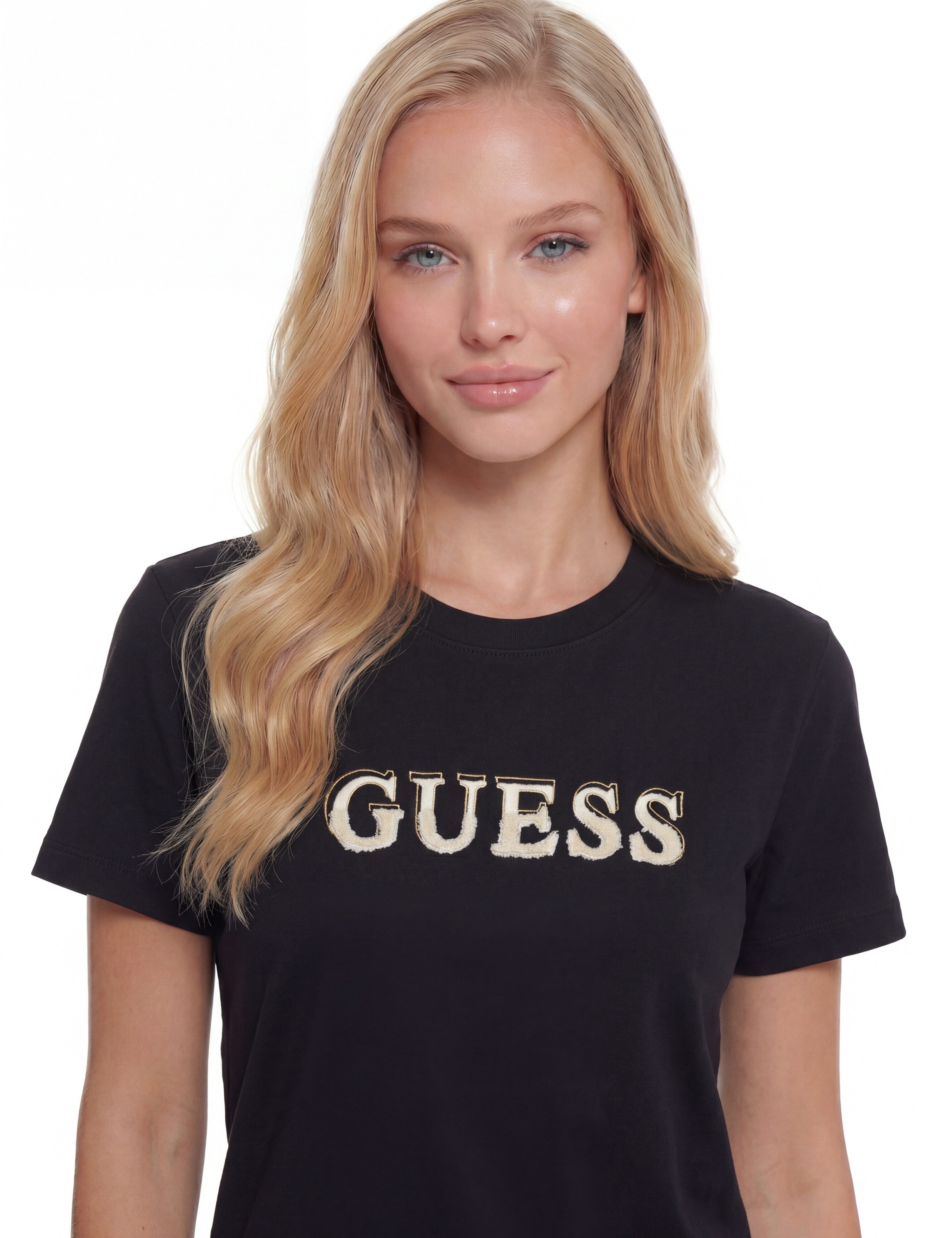 Guess T-Shirt FAUSTA CN SS T-SHIRT mit Logoschriftzug, Regular Fit – Bild 4 von 5
