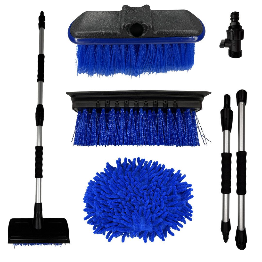 inovesis Autowaschbürste 3-in-1 Abnehmbare Auto-Waschbürste – Mit Schlauchanschluss, (Schonende & gründliche Reinigung – Vielseitig einsetzbar, 3-tlg), –Einfach abnehmbares Design –Wasseranschluss kompatibel