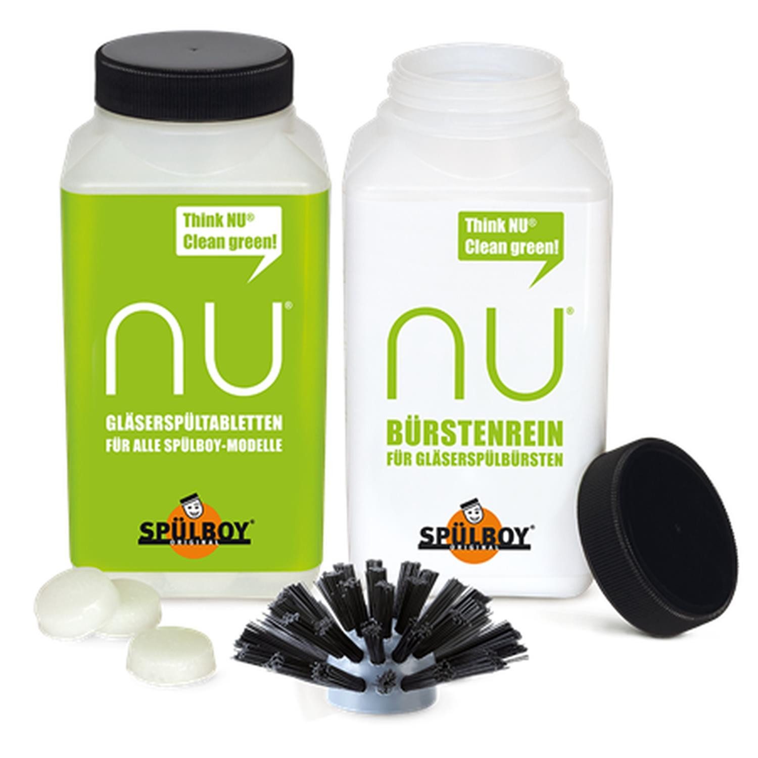 Spülboy NU grau/orange Gläserspülgerät 100 Spültabletten & Bürstenrein Reinigungskonzentrat