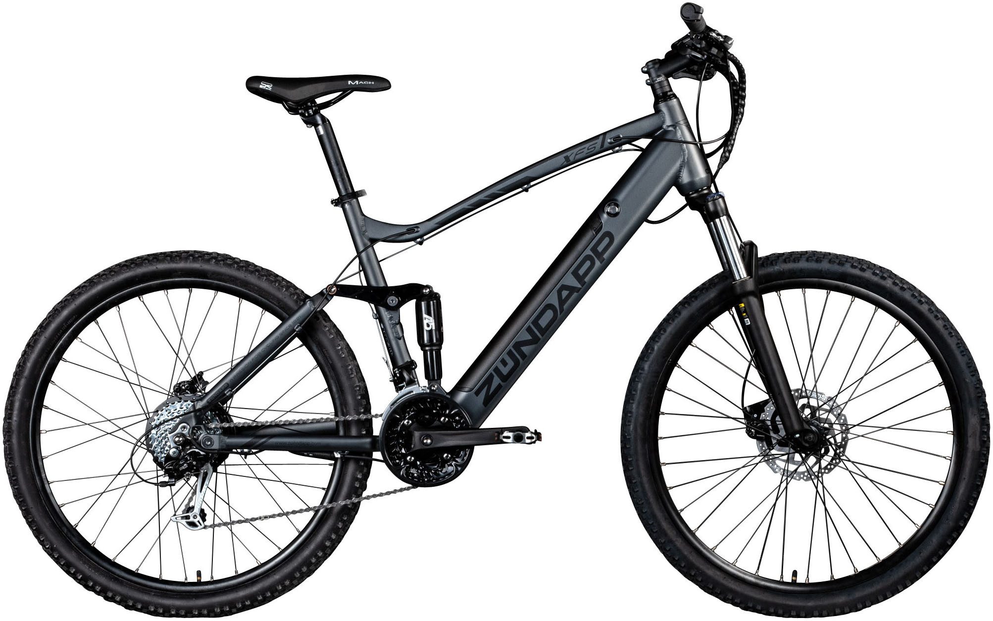 Zündapp E-Bike Mountainbike XFS, 27 Gang Shimano Tourney TX Schaltwerk, Kettenschaltung, Heckmotor, 504 Wh, Pedelec, Elektrofahrrad für Damen u. Herren, MTB