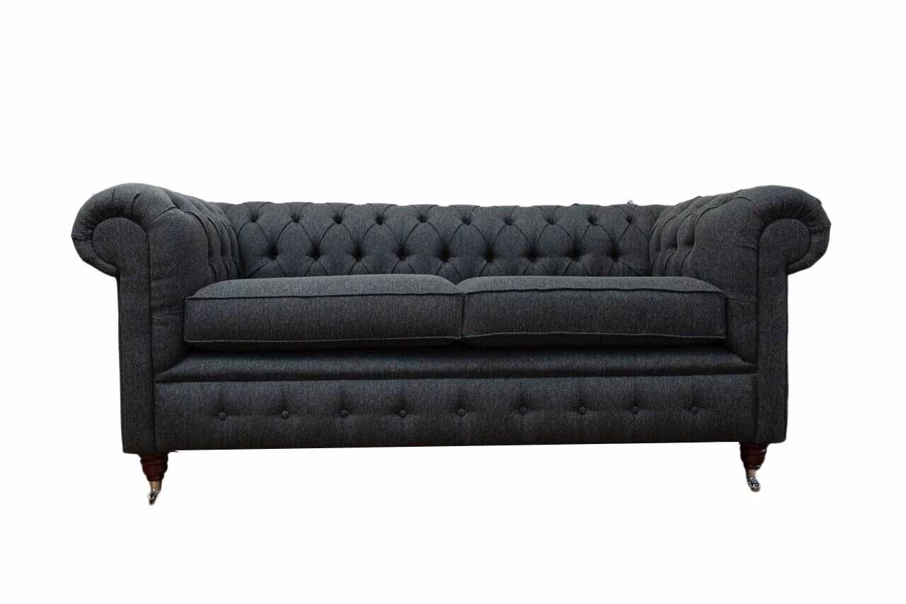 Xlmoebel Chesterfield-Sofa Grau Zweisitzer Couch aus Stoff im Chesterfield-Stil, 1 Teile, Made in Europa