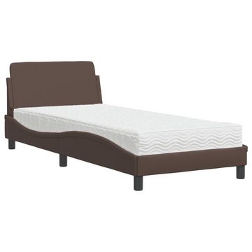 vidaXL Bett Bett mit Matratze Braun 90x200 cm Kunstleder